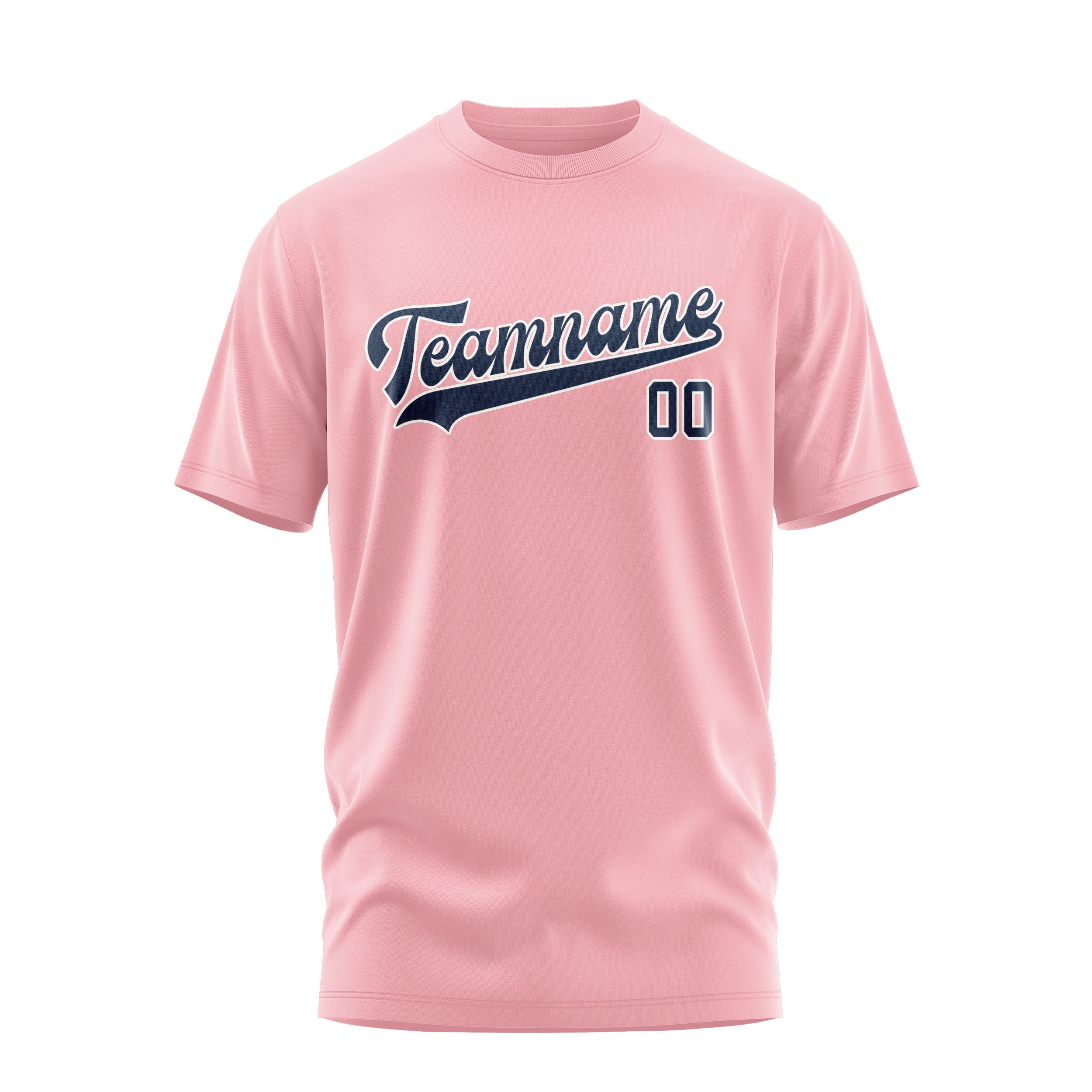 Maßgeschneidertes Rosa Marineblau T-Shirt