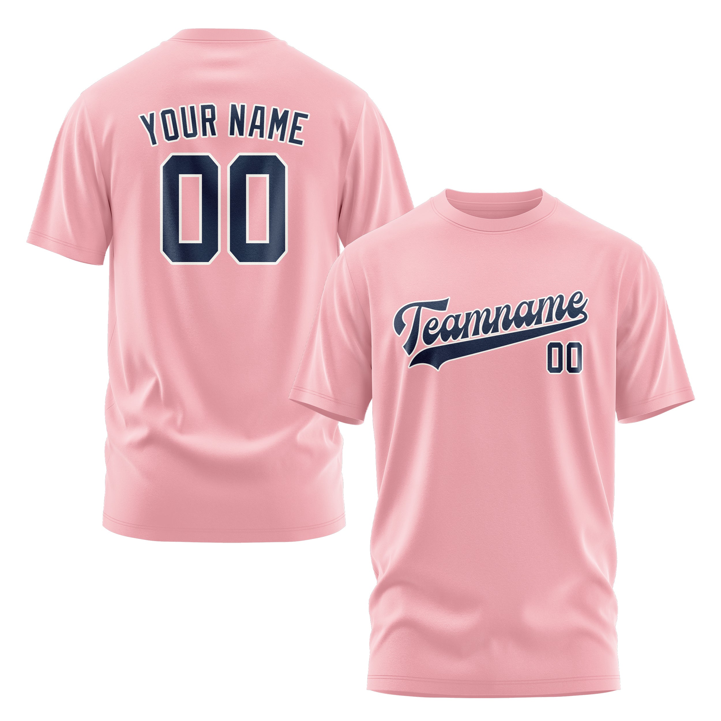 Maßgeschneidertes Rosa Marineblau T-Shirt