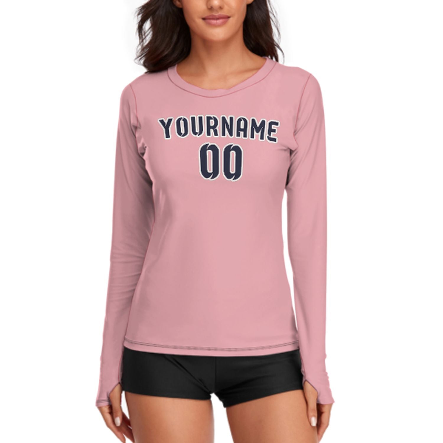 Camicia da donna a maniche lunghe rosa acciaio blu su misura
