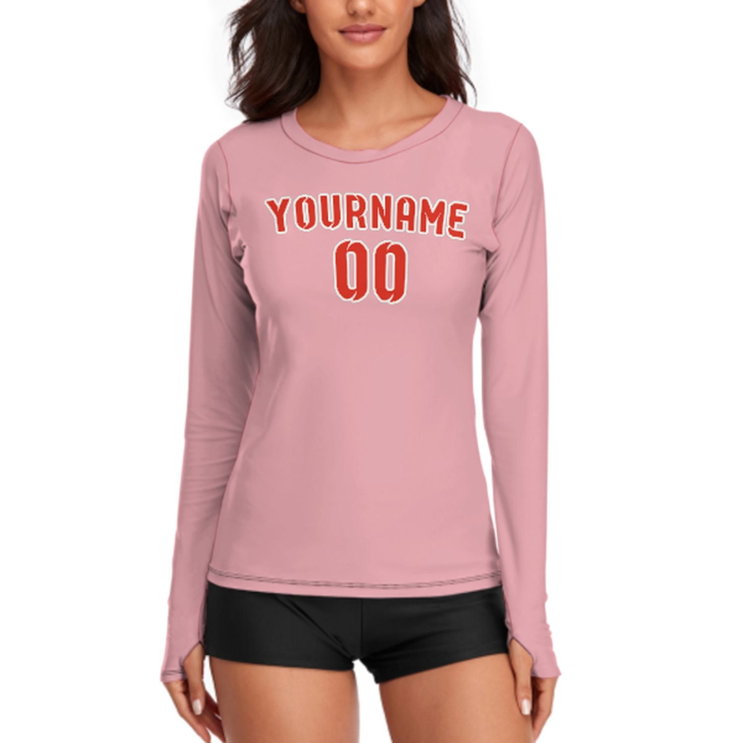 Camicia a maniche lunghe da donna rosa, arancione e rossa su misura