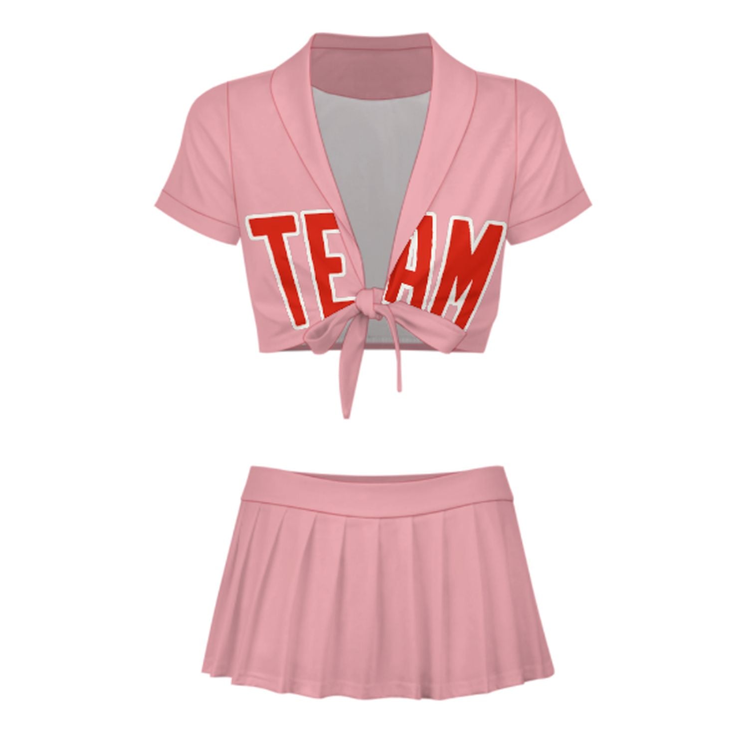 Maßgeschneidertes Rosa Orangerot Cheerleader Outfit Set