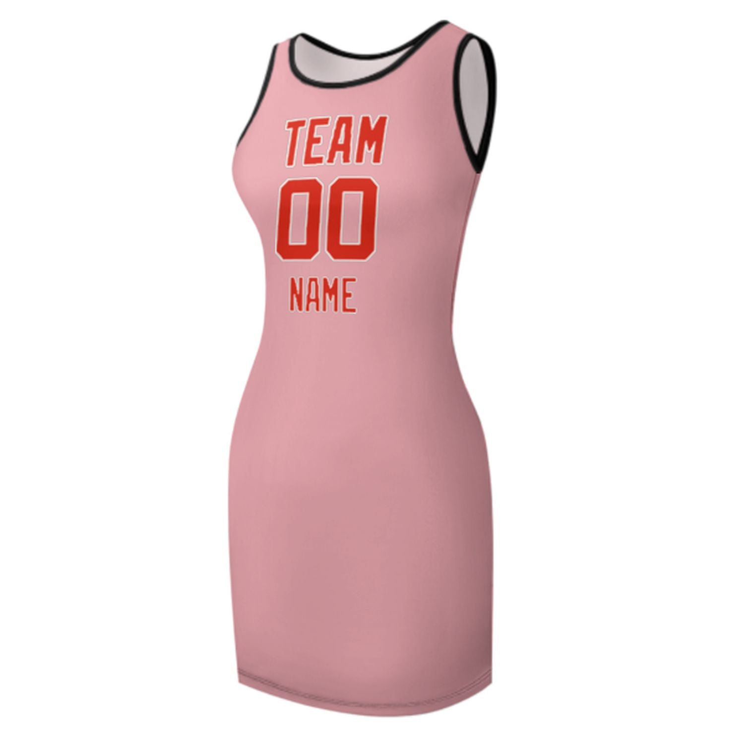 Maßgeschneidertes Rosa Orangerot Ärmelloses Trägerkleid