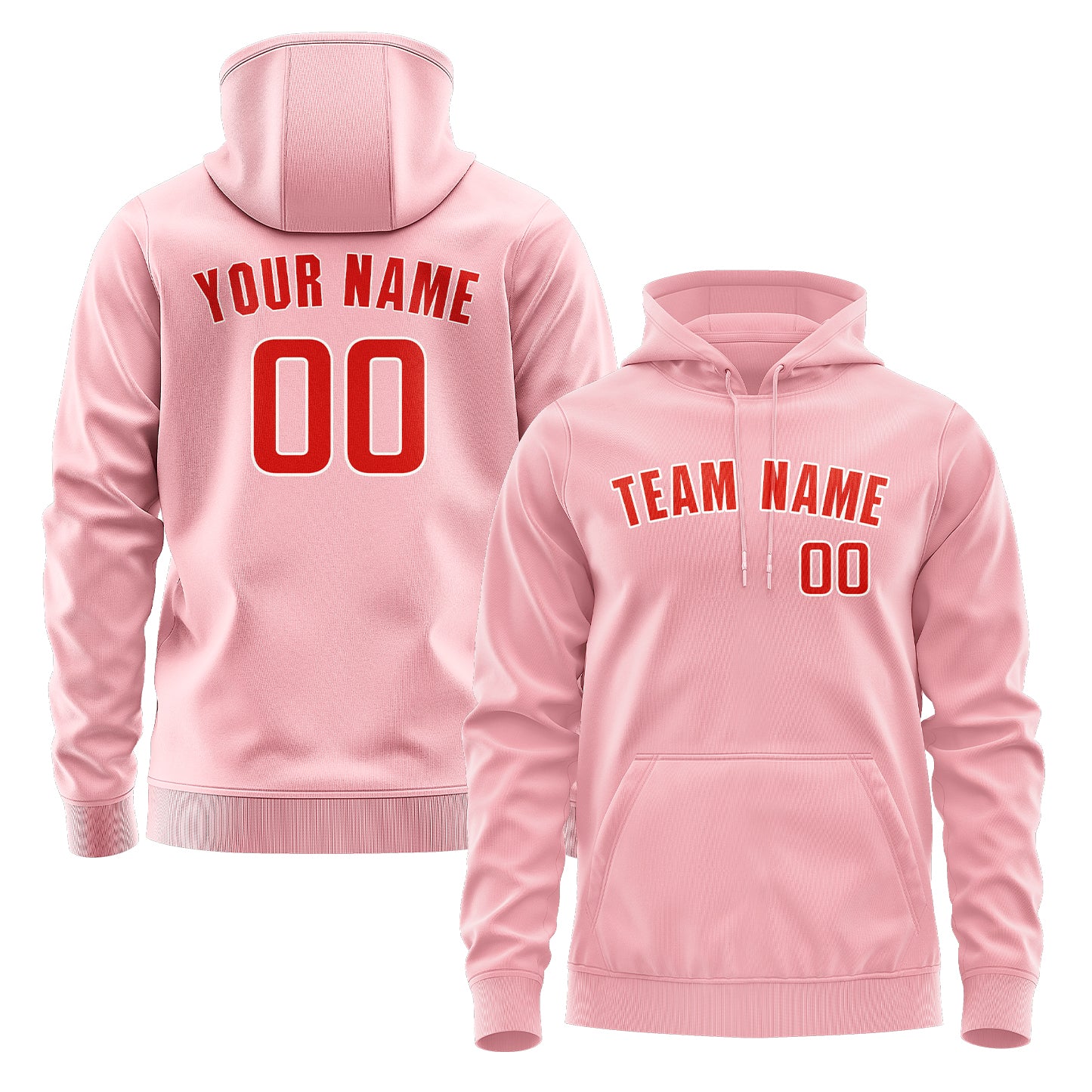 Maßgeschneidertes Rosa Orangerot Hoodie