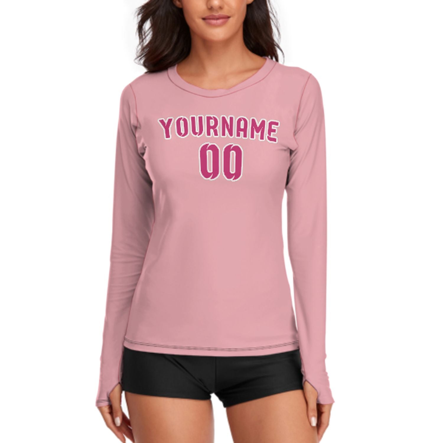 Camicia a maniche lunghe da donna rosa e rossa su misura