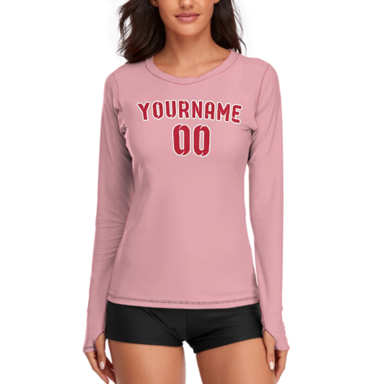 Camicia a maniche lunghe rosa e rossa da donna su misura