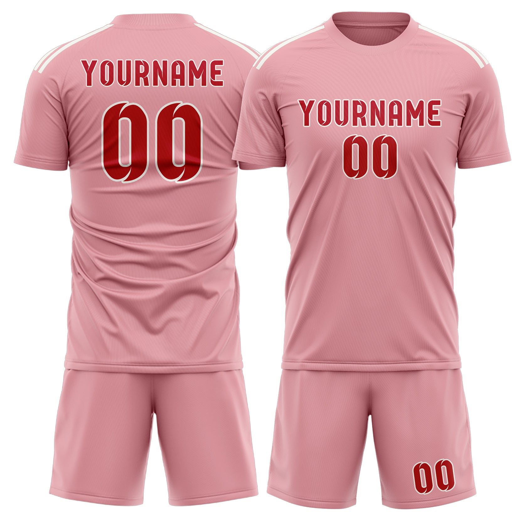 Set di maglie da football rosa e rosse professionali personalizzate