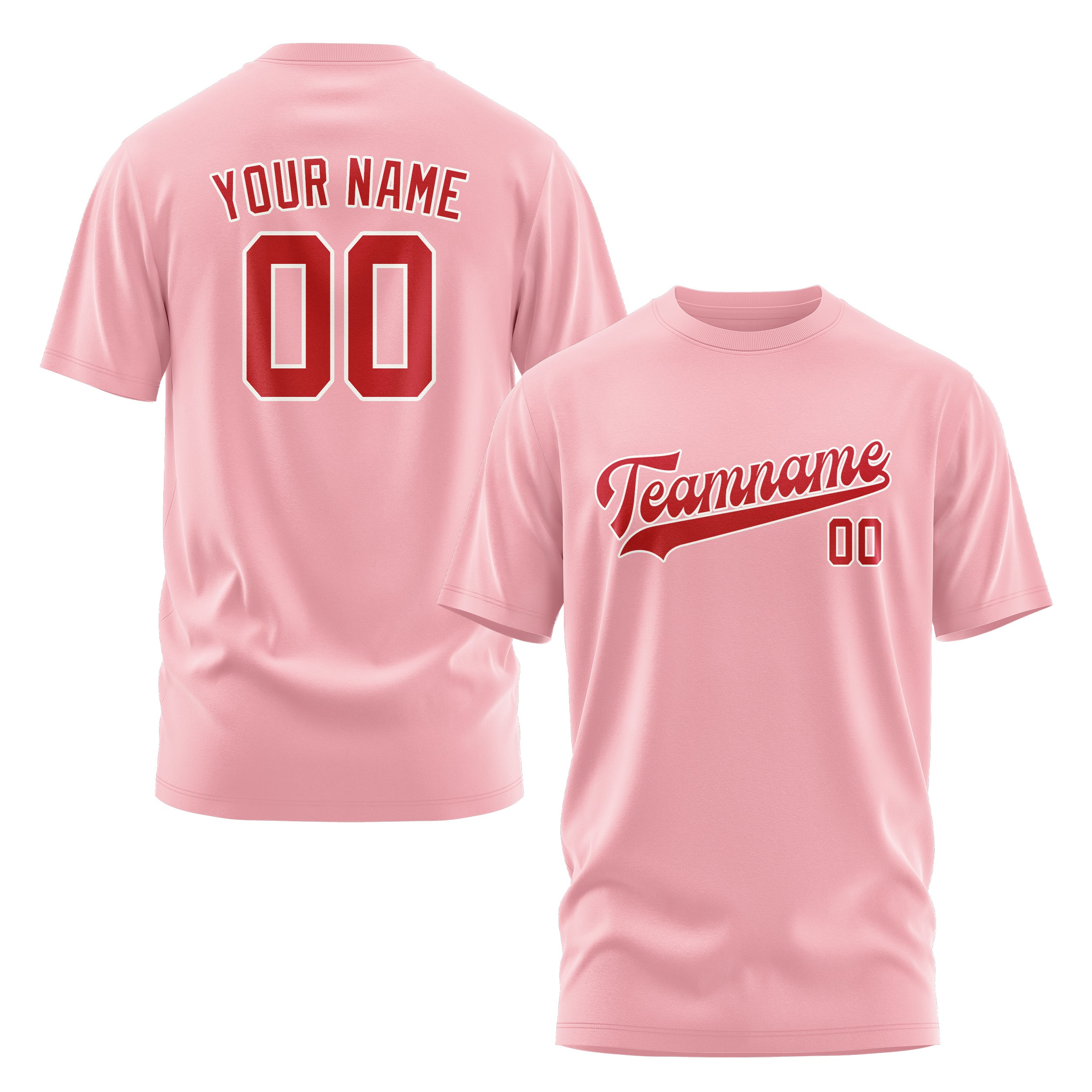 Maßgeschneidertes Rosa Rot T-Shirt