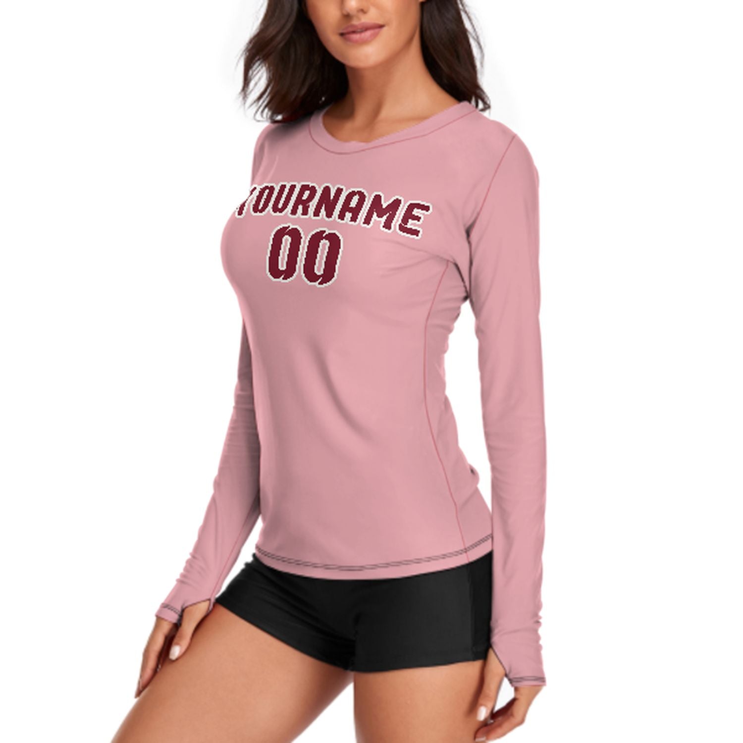 Camicia da donna a maniche lunghe rosa cremisi su misura