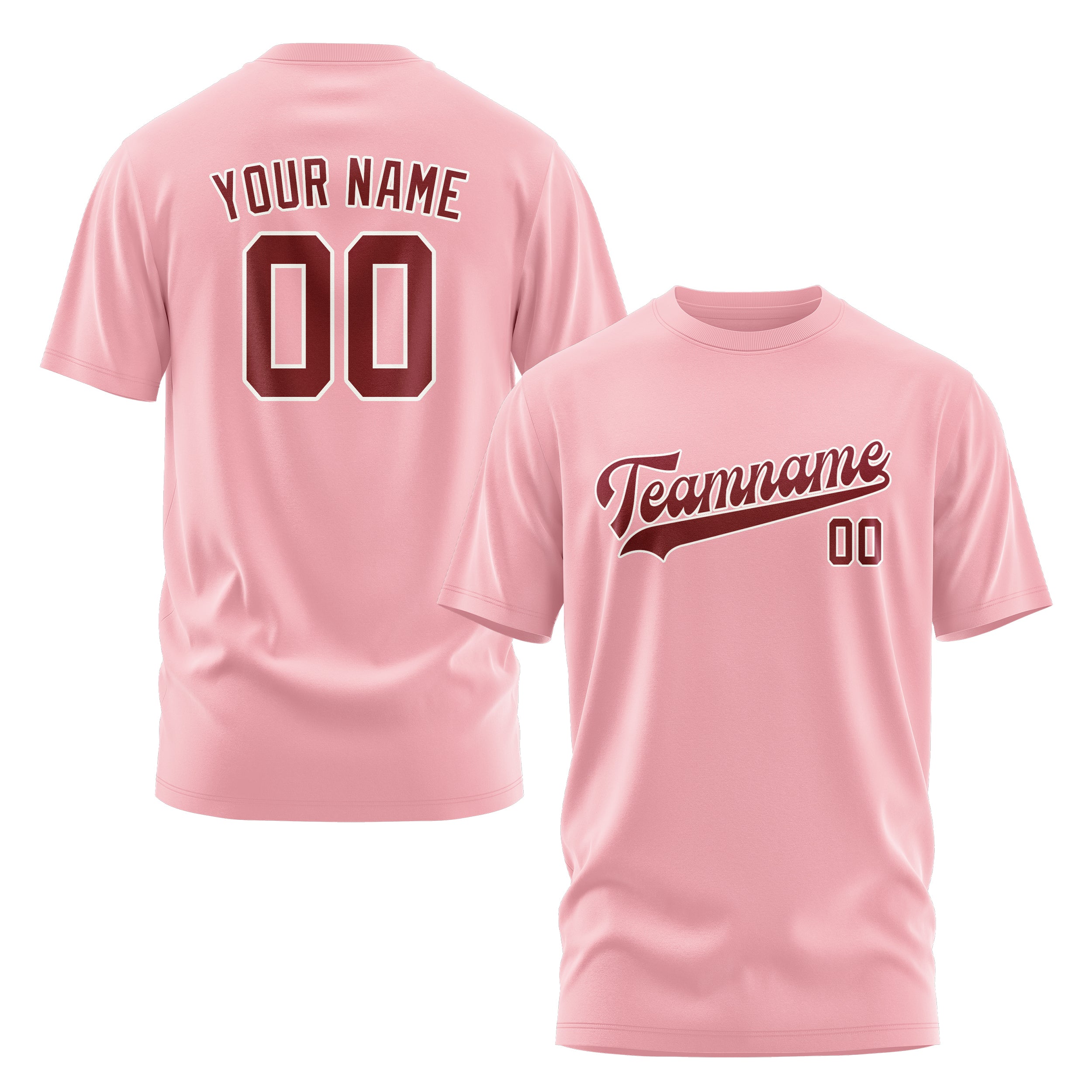 Maßgeschneidertes Rosa Karmesinrot T-Shirt