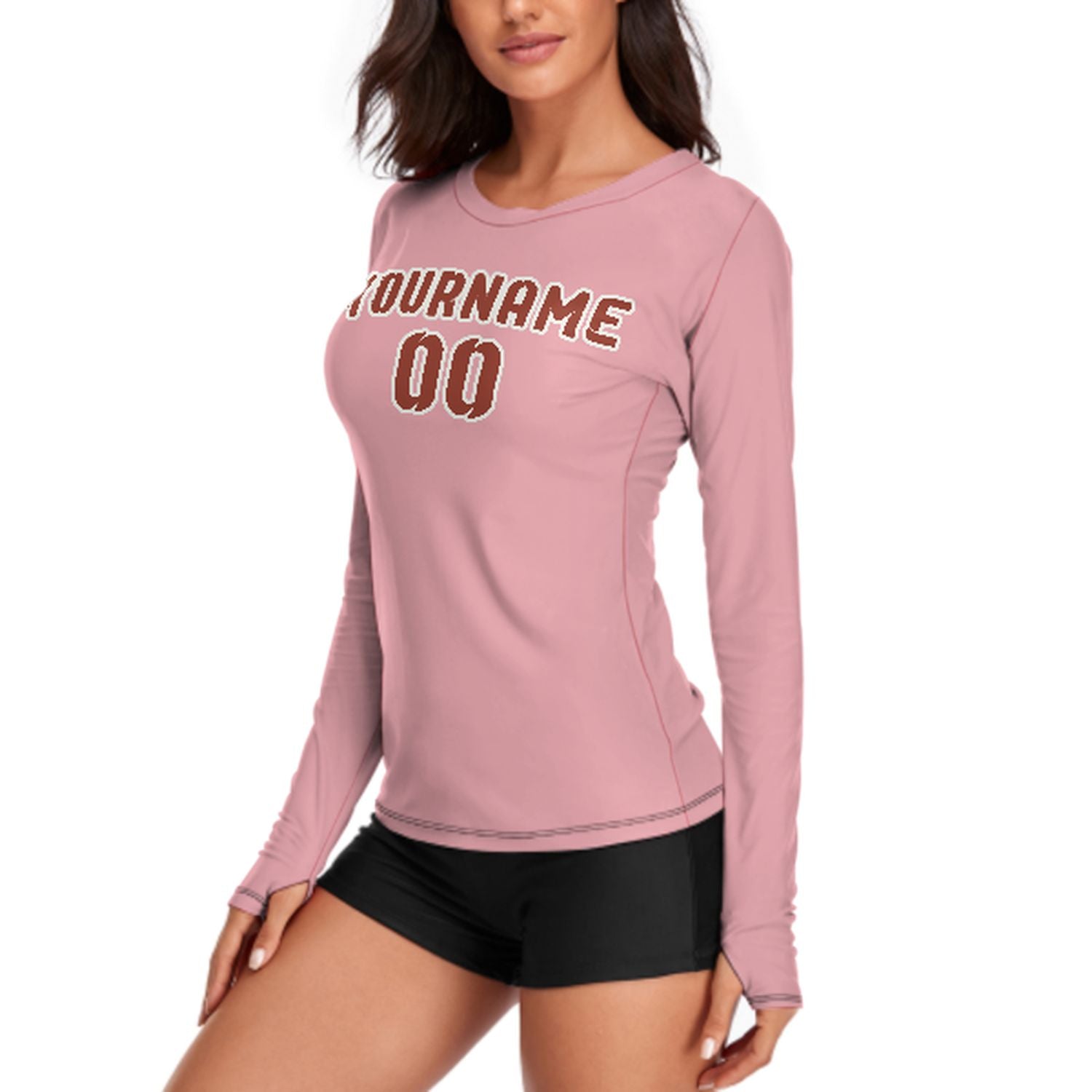 Camicia da donna a maniche lunghe rosa corallo rosso su misura