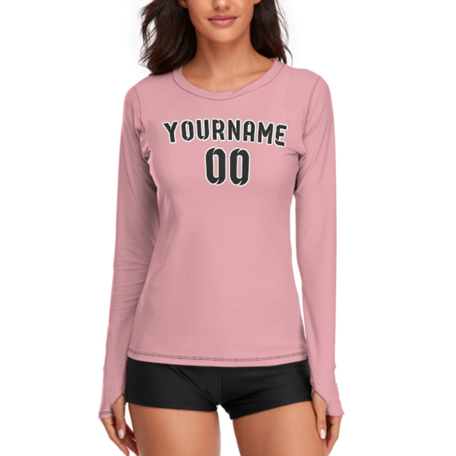 Camicia a maniche lunghe rosa e nera da donna su misura