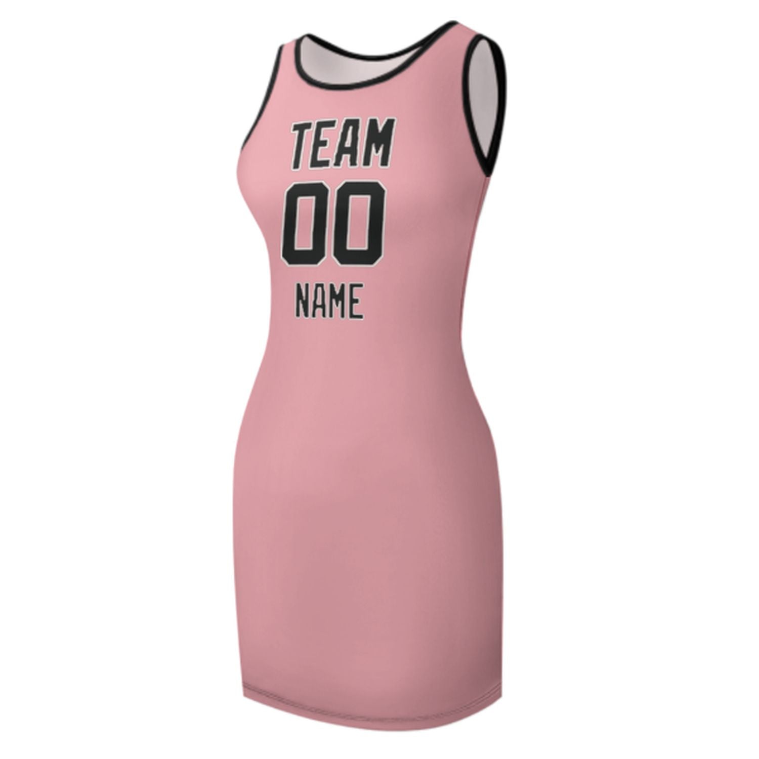 Maßgeschneidertes Rosa Schwarz Ärmelloses Trägerkleid