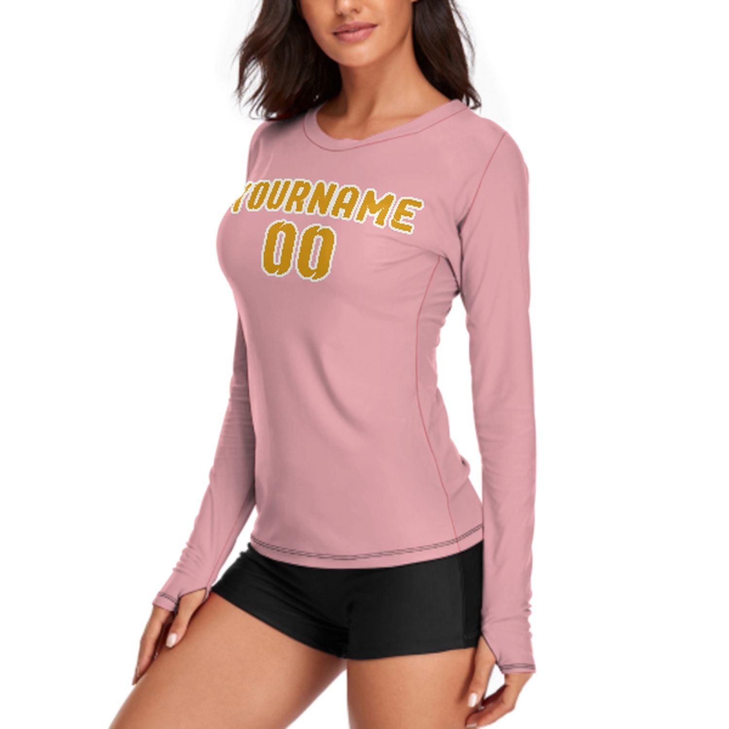 Camicia da donna a maniche lunghe rosa e gialla su misura