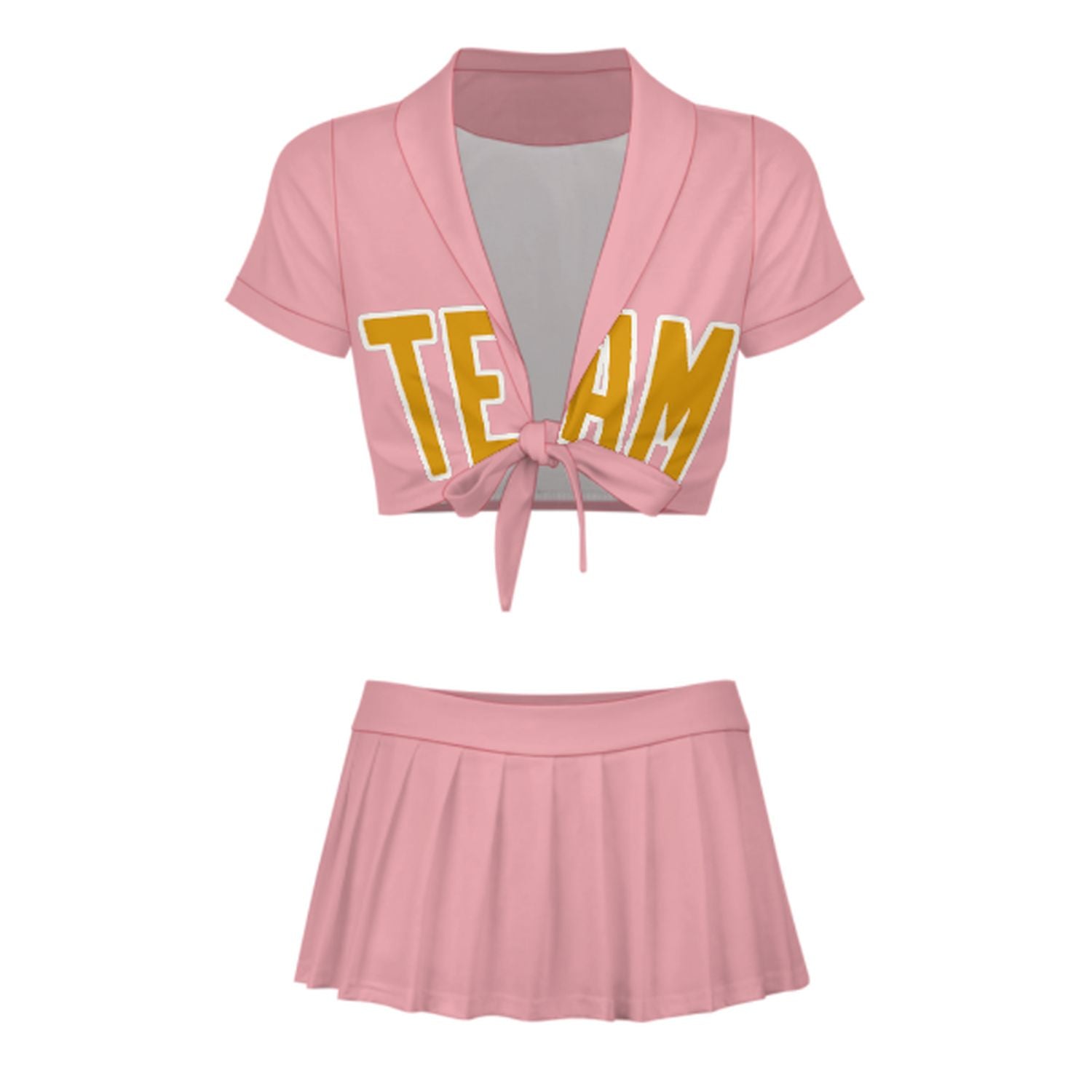 Maßgeschneidertes Rosa Gelb Cheerleader Outfit Set