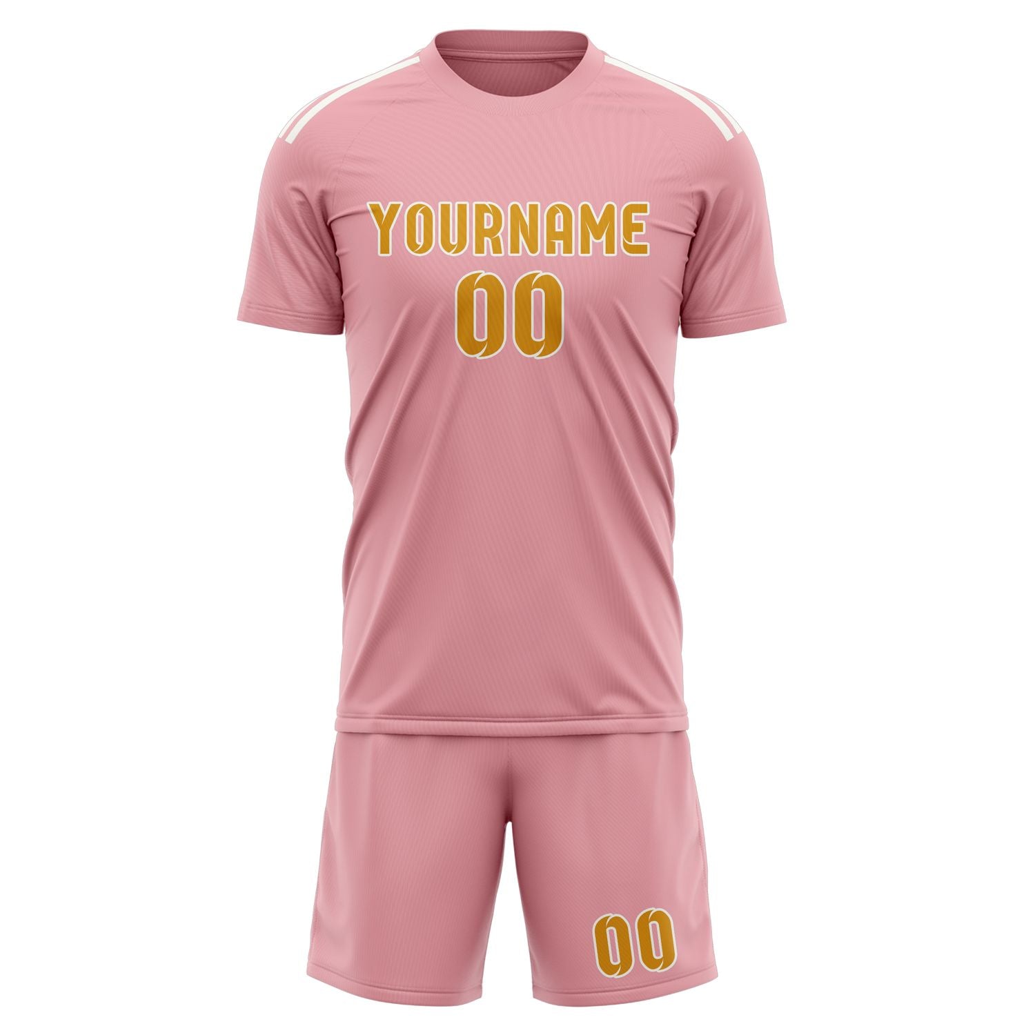 Set di maglie da calcio rosa e gialle personalizzate