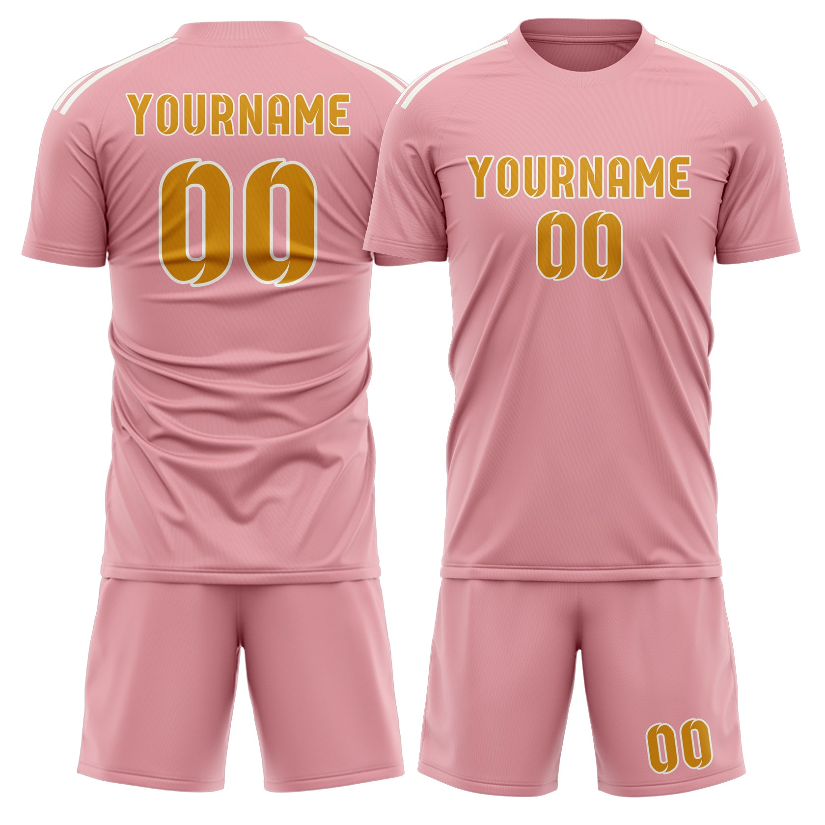 Set di maglie da calcio rosa e gialle personalizzate