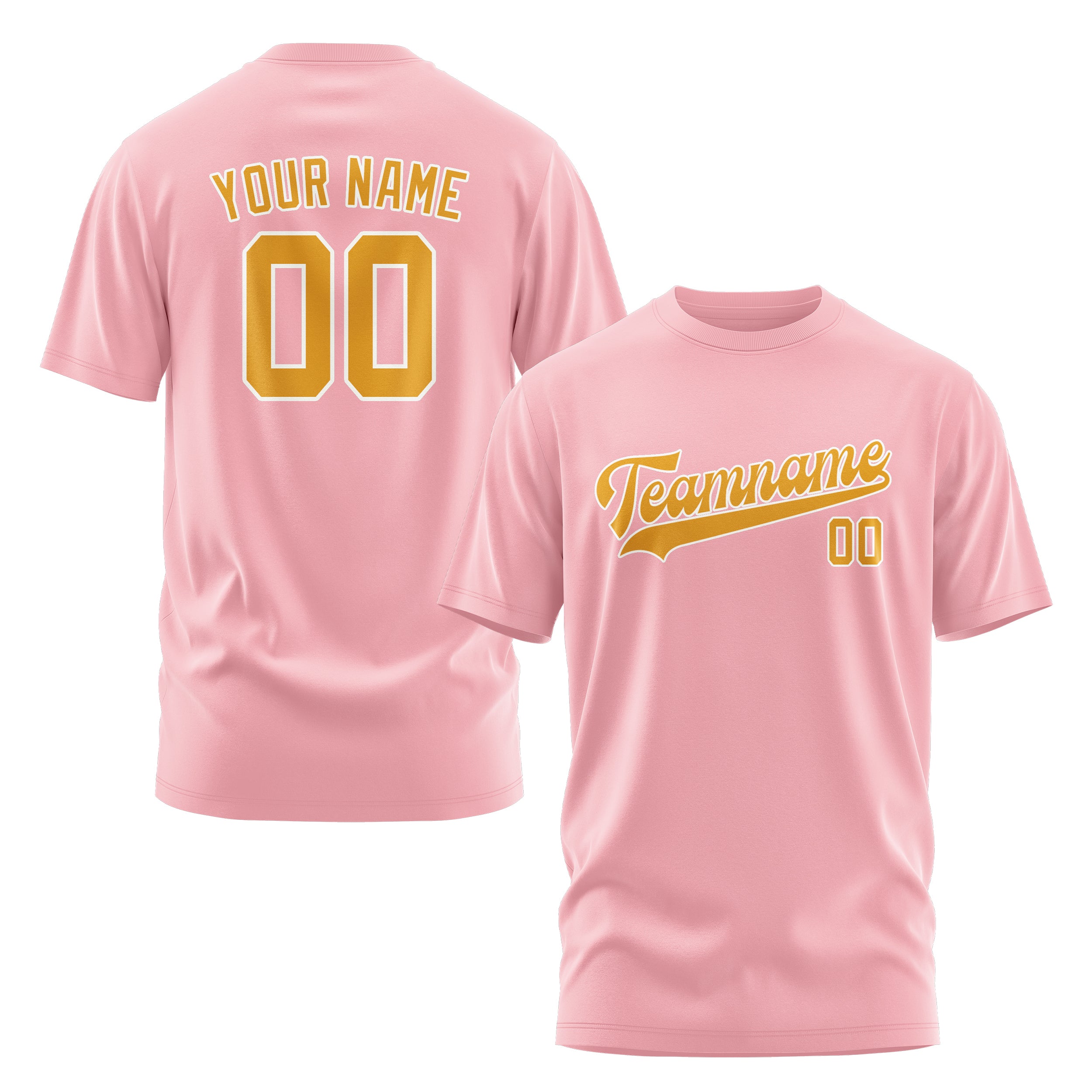 Maßgeschneidertes Rosa Gelb T-Shirt
