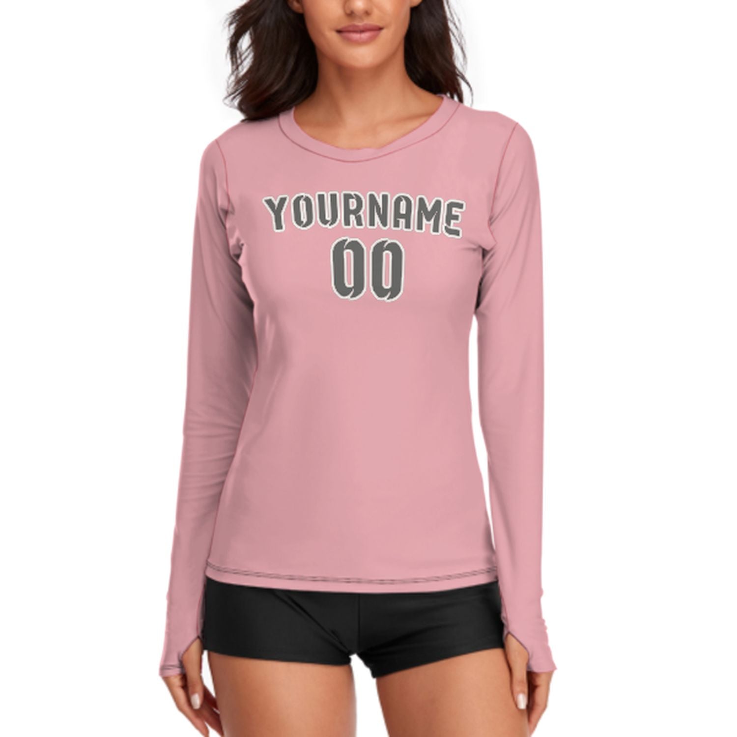 Camicia da donna a maniche lunghe rosa grigio scuro su misura