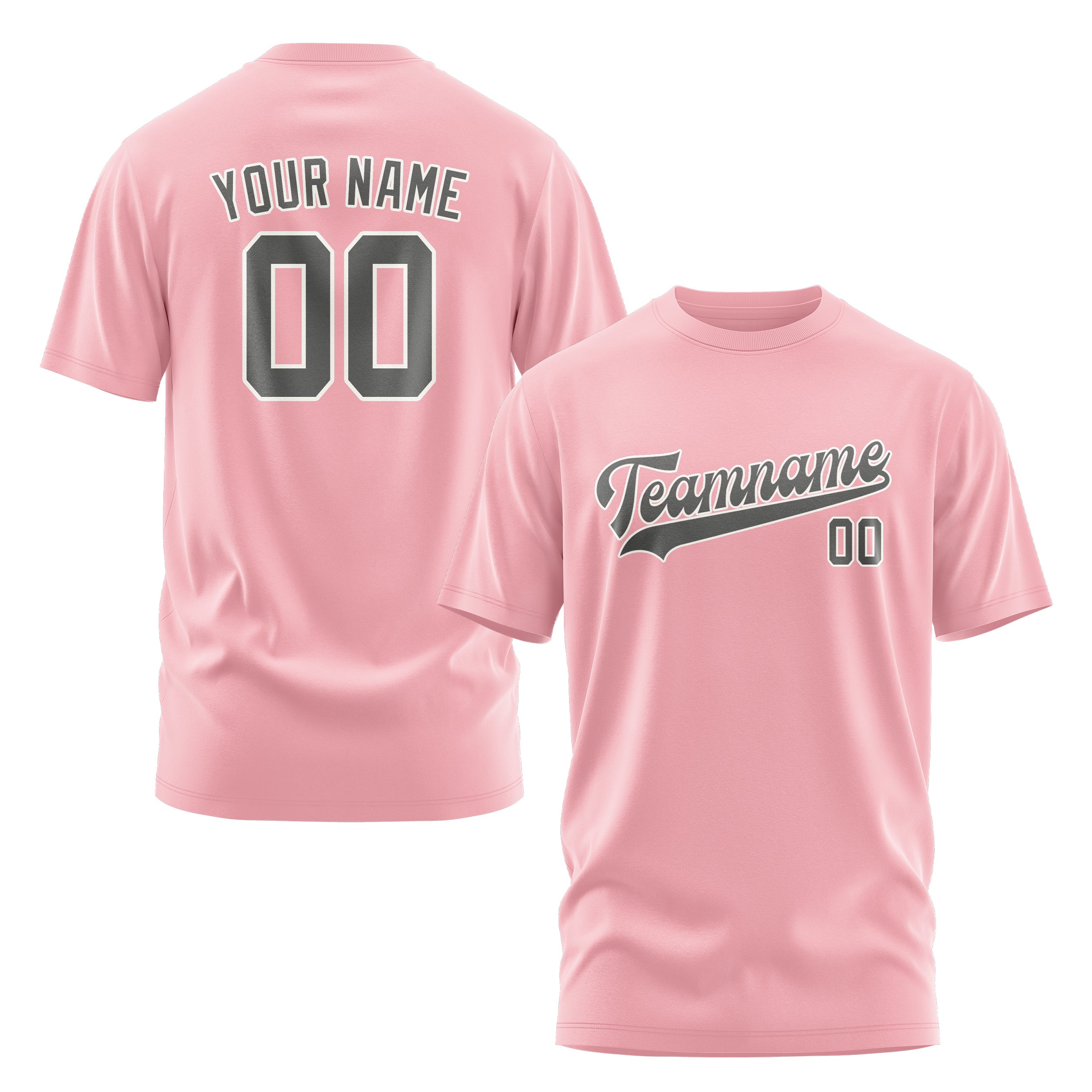 Maßgeschneidertes Rosa Dunkelgrau T-Shirt