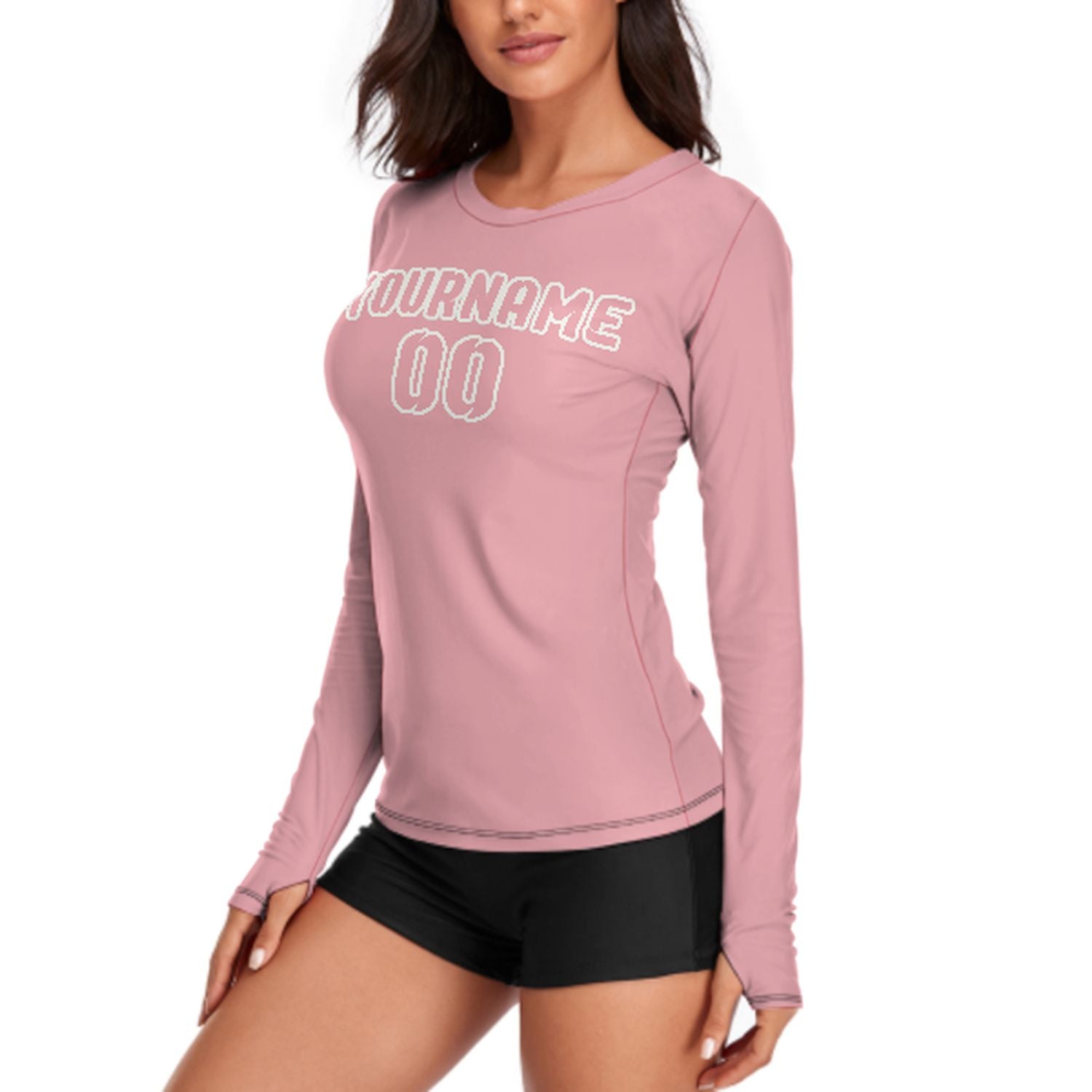 Camicia a maniche lunghe rosa su misura da donna