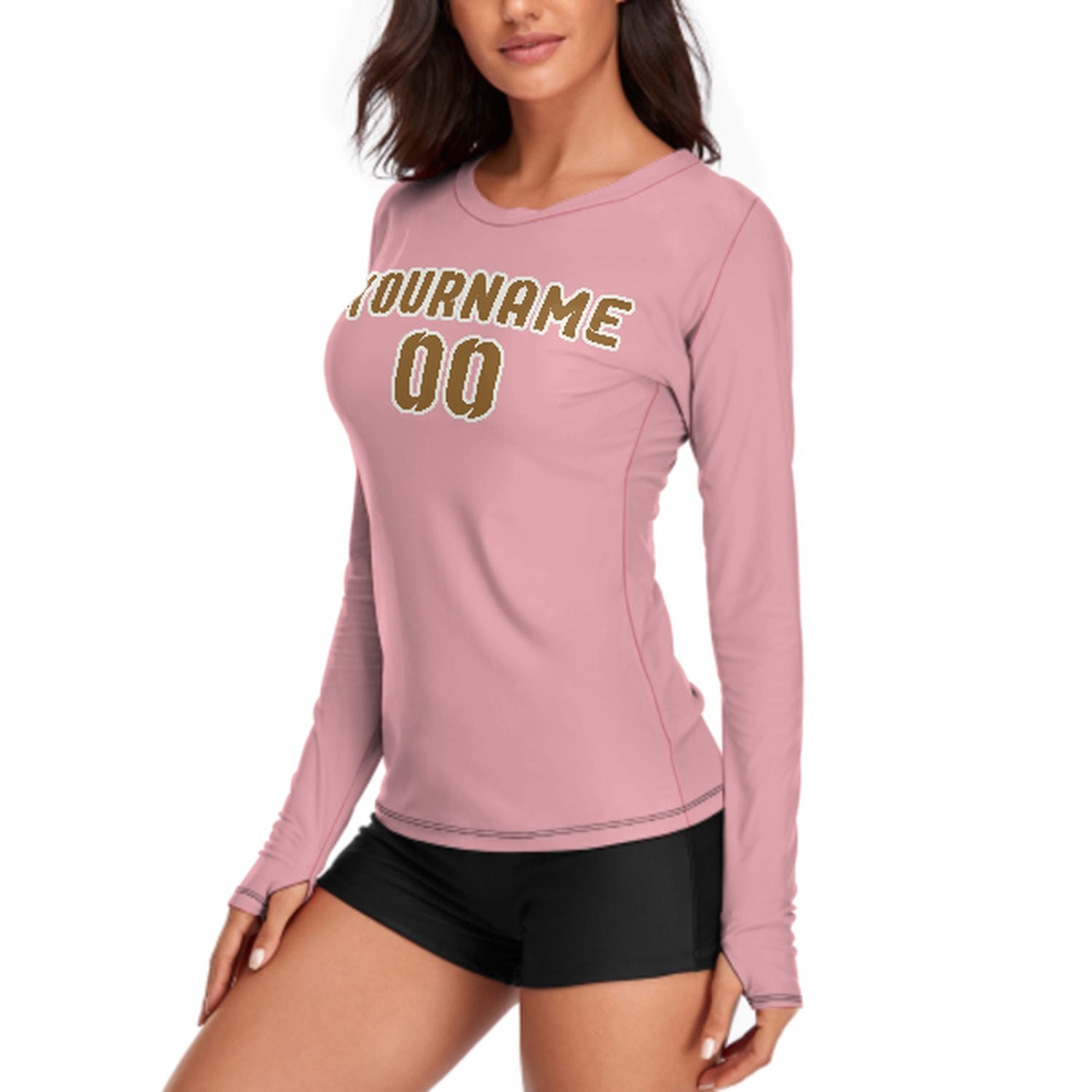 Camicia da donna a maniche lunghe rosa kaki su misura