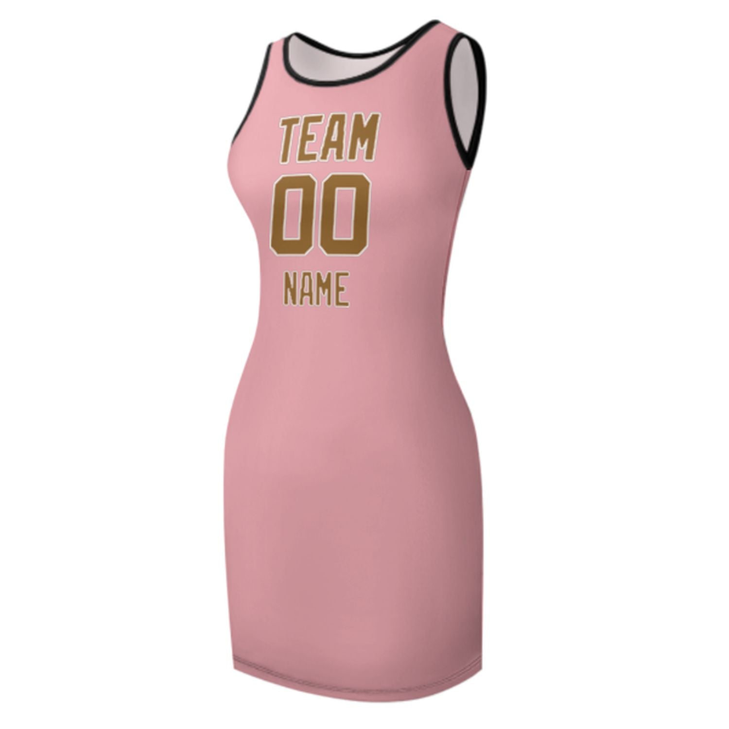 Maßgeschneidertes Rosa Khaki Ärmelloses Trägerkleid
