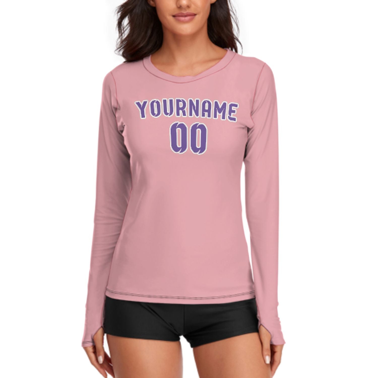 Camicia a maniche lunghe da donna rosa lavanda su misura