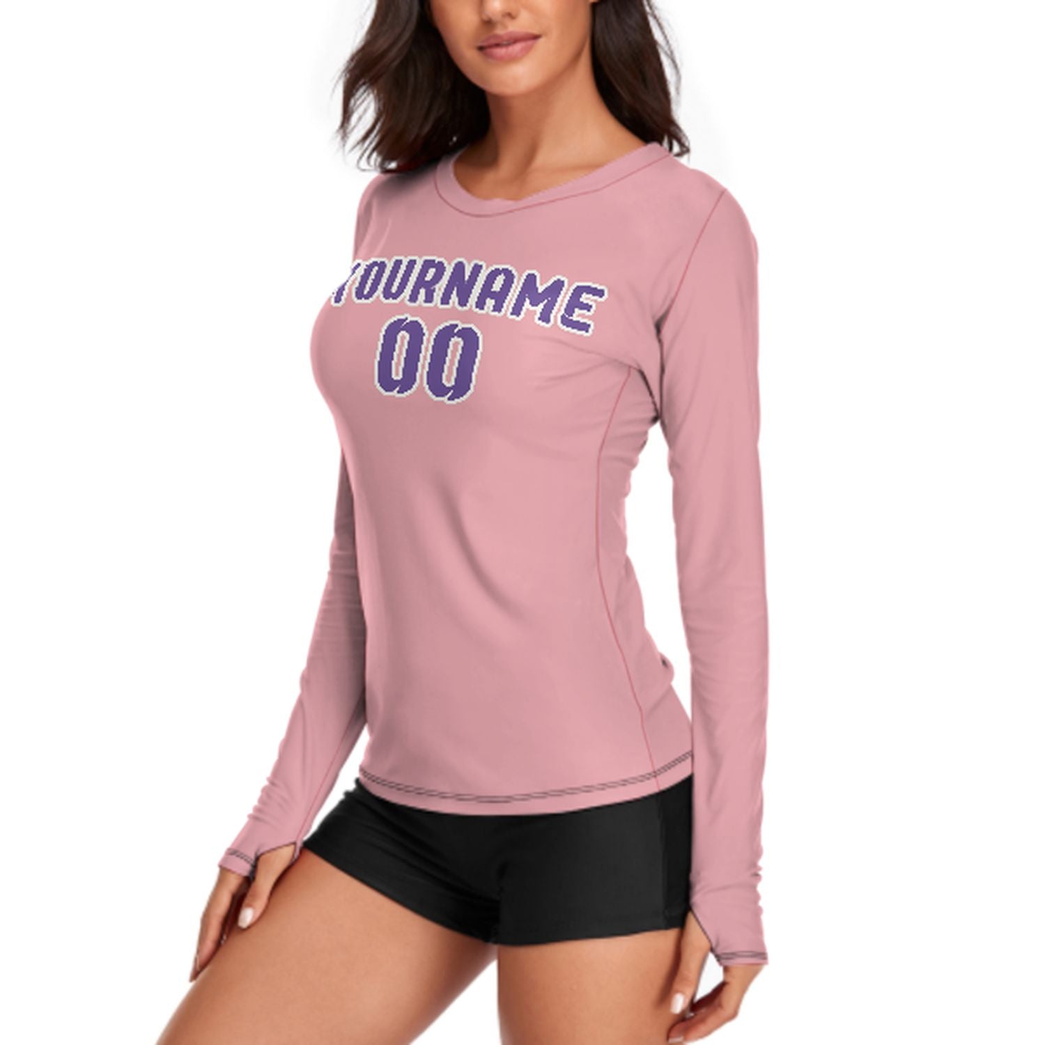 Camicia a maniche lunghe da donna rosa lavanda su misura