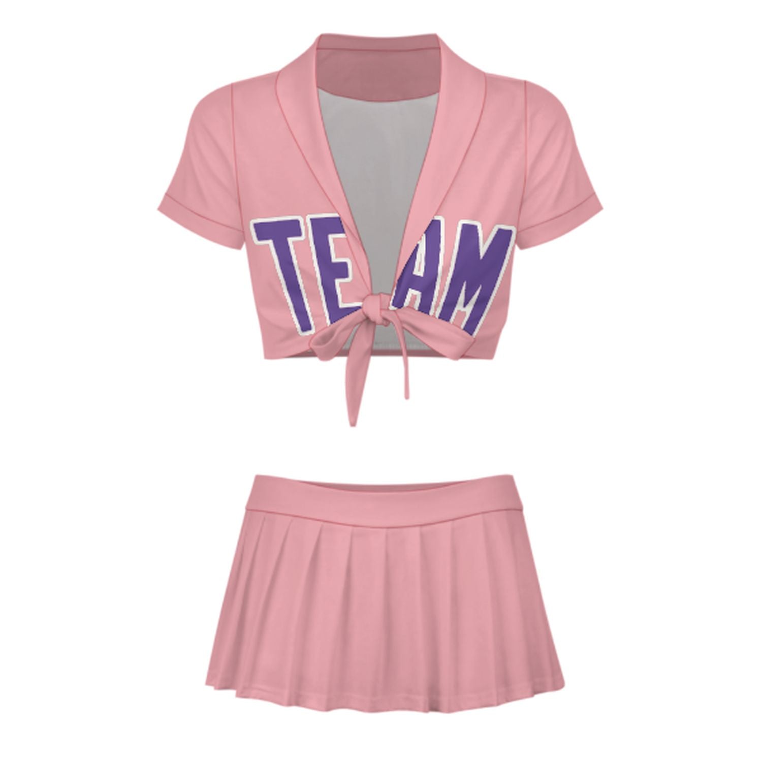 Maßgeschneidertes Rosa Lavendel Cheerleader Outfit Set