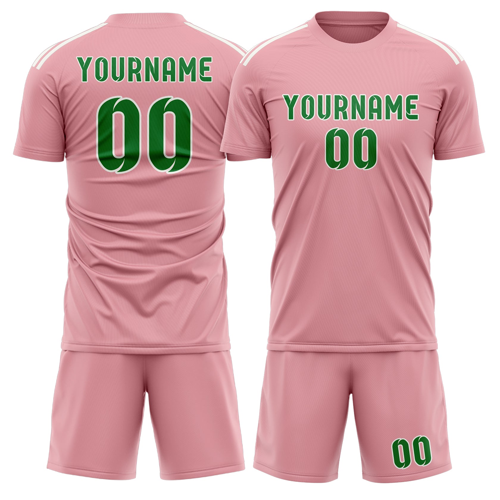 Set di maglie da football rosa e verde smeraldo professionali su misura