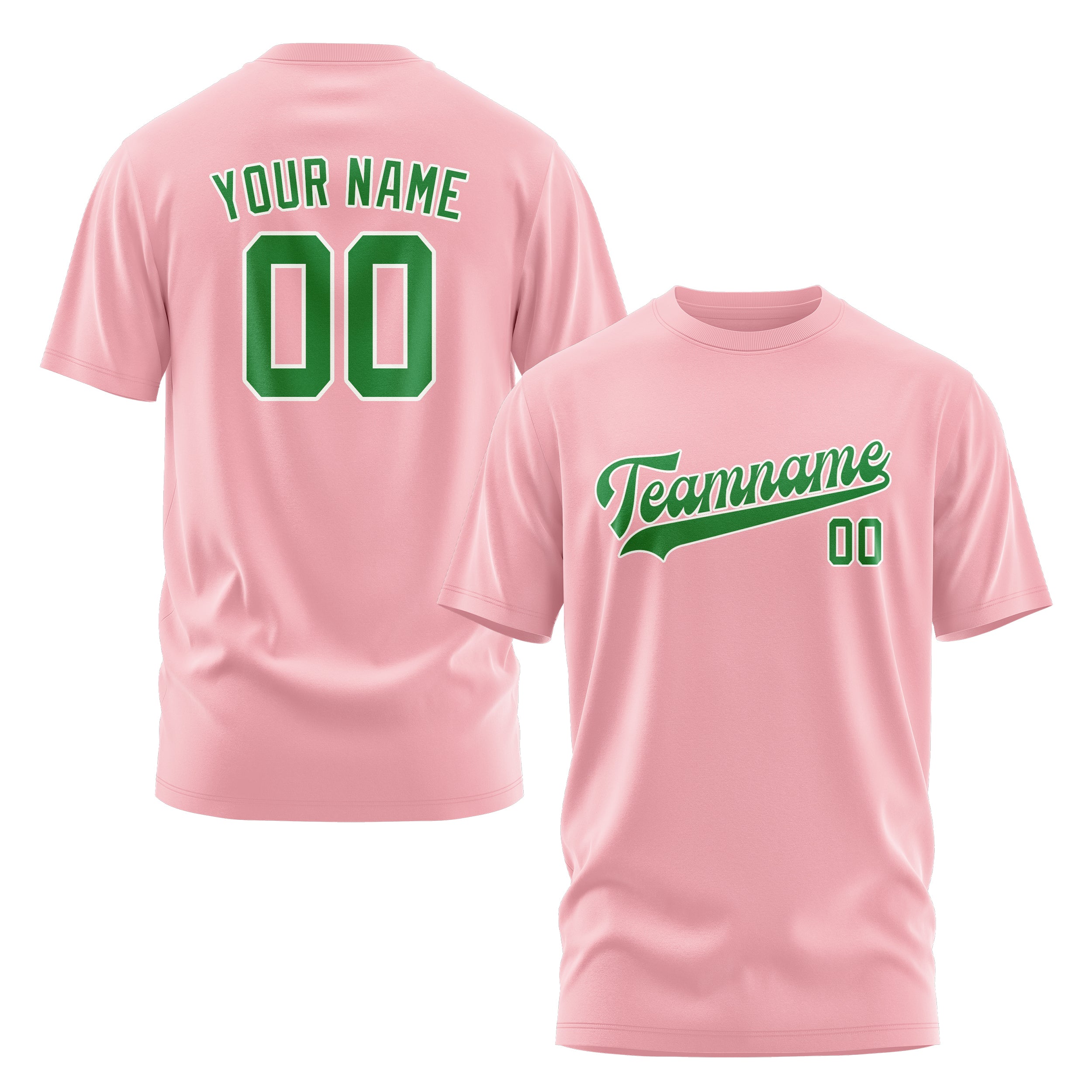 Maßgeschneidertes Rosa Smaragdgrün T-Shirt