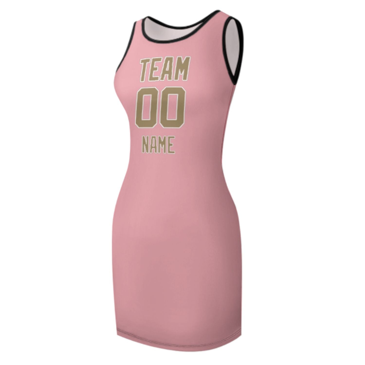 Maßgeschneidertes Rosa Hellkhaki Ärmelloses Trägerkleid