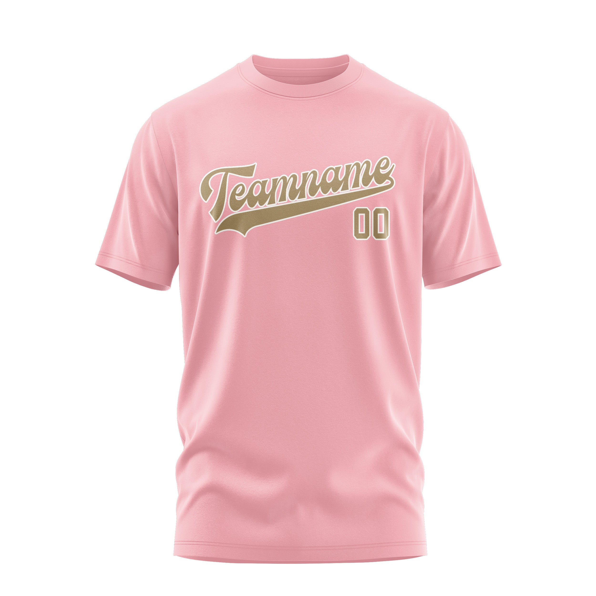 Maßgeschneidertes Rosa Hellkhaki T-Shirt