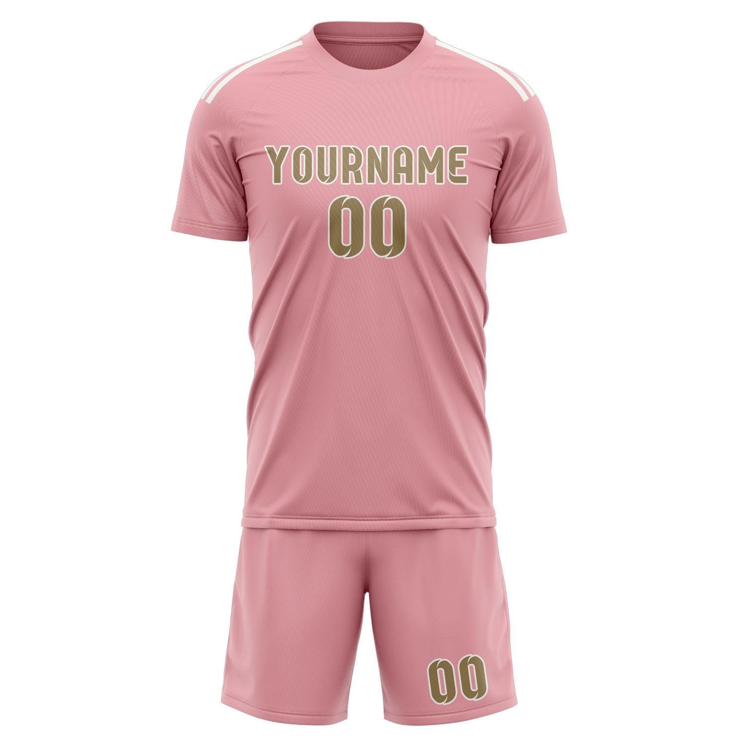 Set di maglie da football professionali rosa chiaro kaki su misura