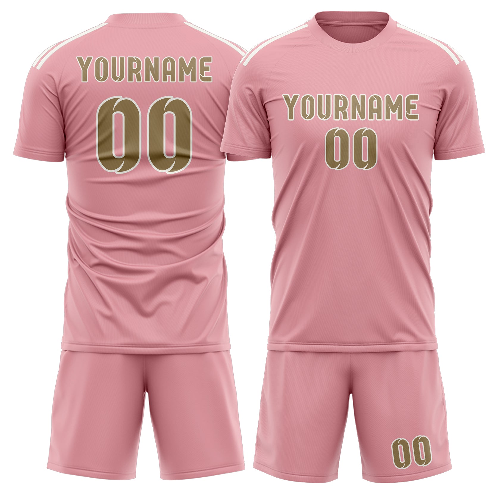 Set di maglie da football professionali rosa chiaro kaki su misura