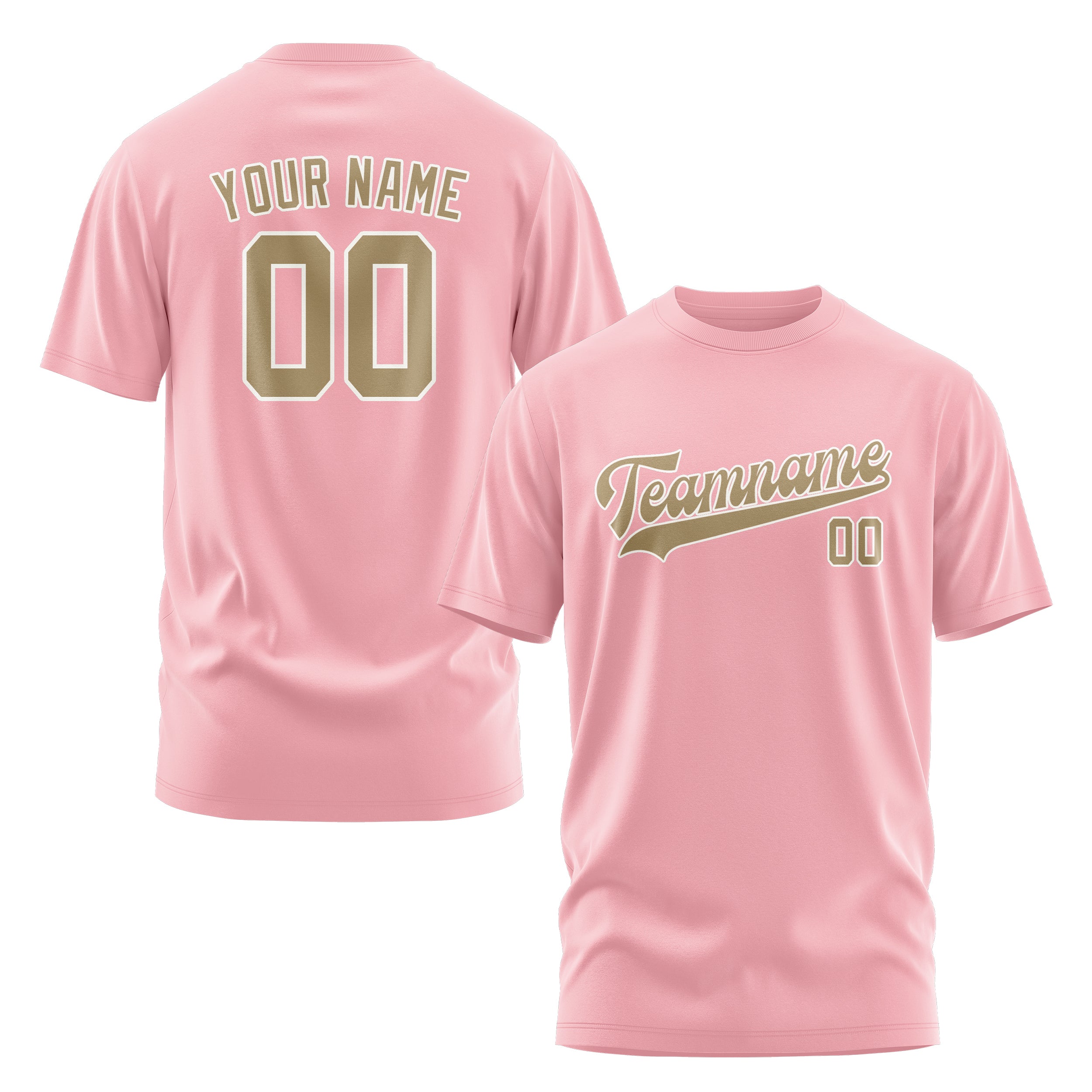 Maßgeschneidertes Rosa Hellkhaki T-Shirt