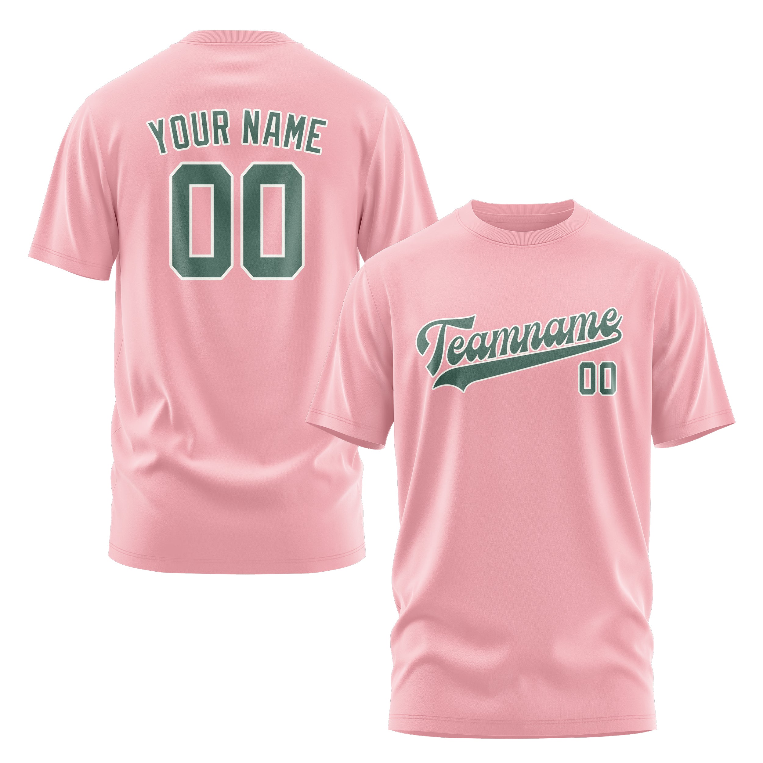 Maßgeschneidertes Rosa Blaugrün T-Shirt