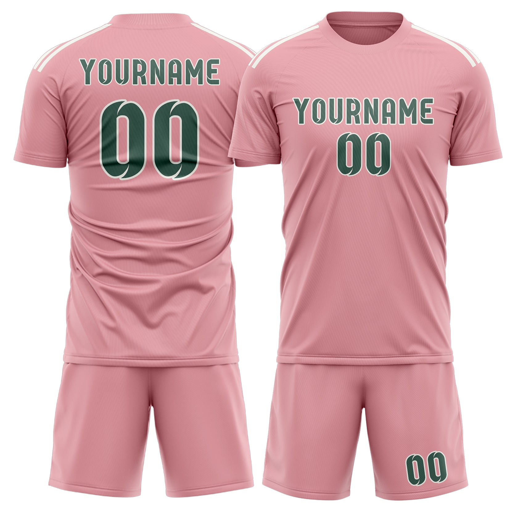 Set di maglie da football personalizzate rosa e verde acqua