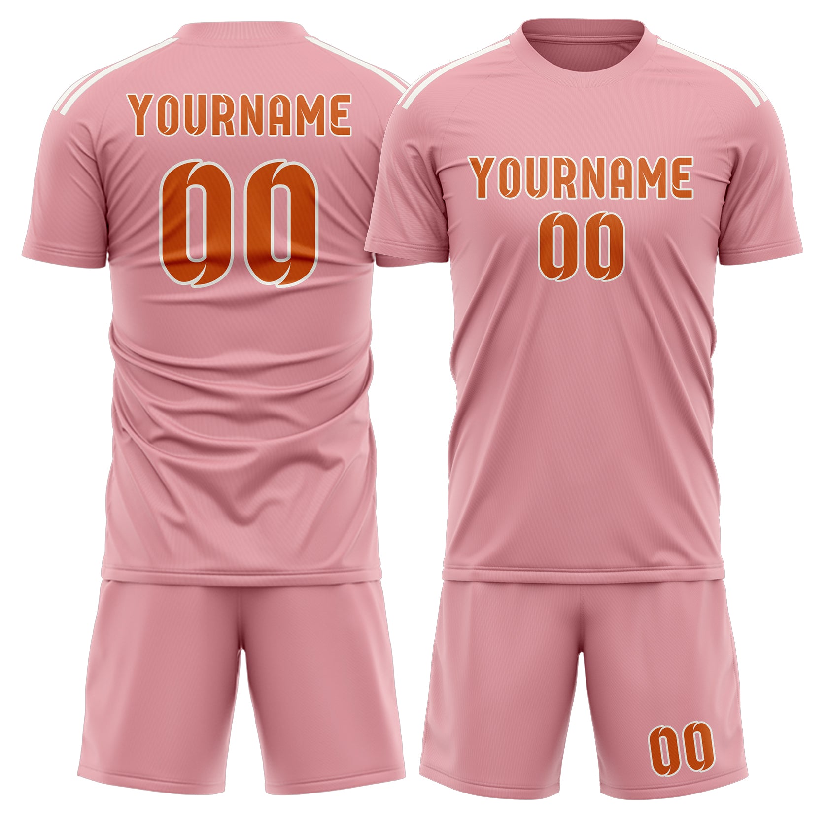 Set di maglie da calcio rosa e arancioni personalizzate