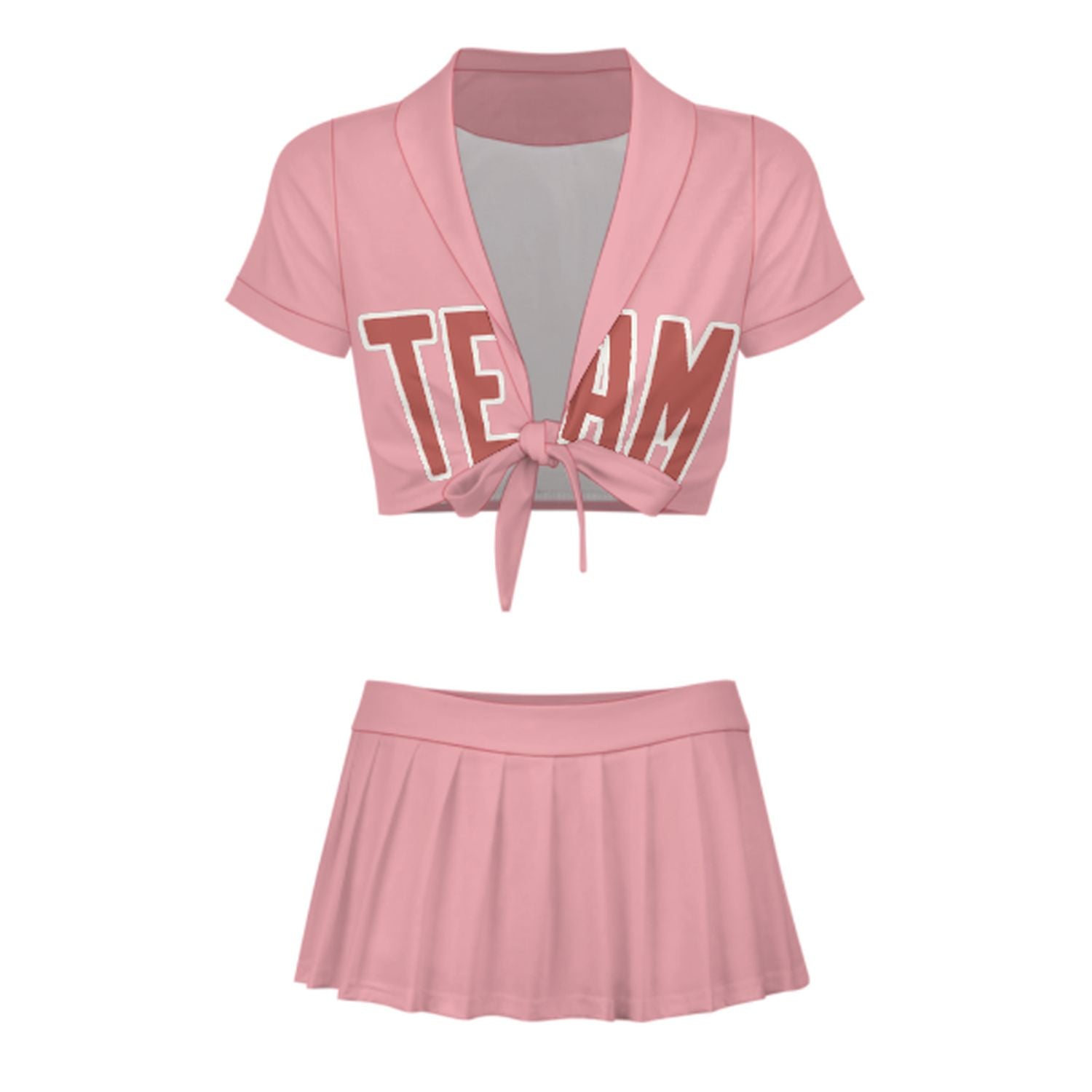 Maßgeschneidertes Rosa Kupferrose Cheerleader Outfit Set