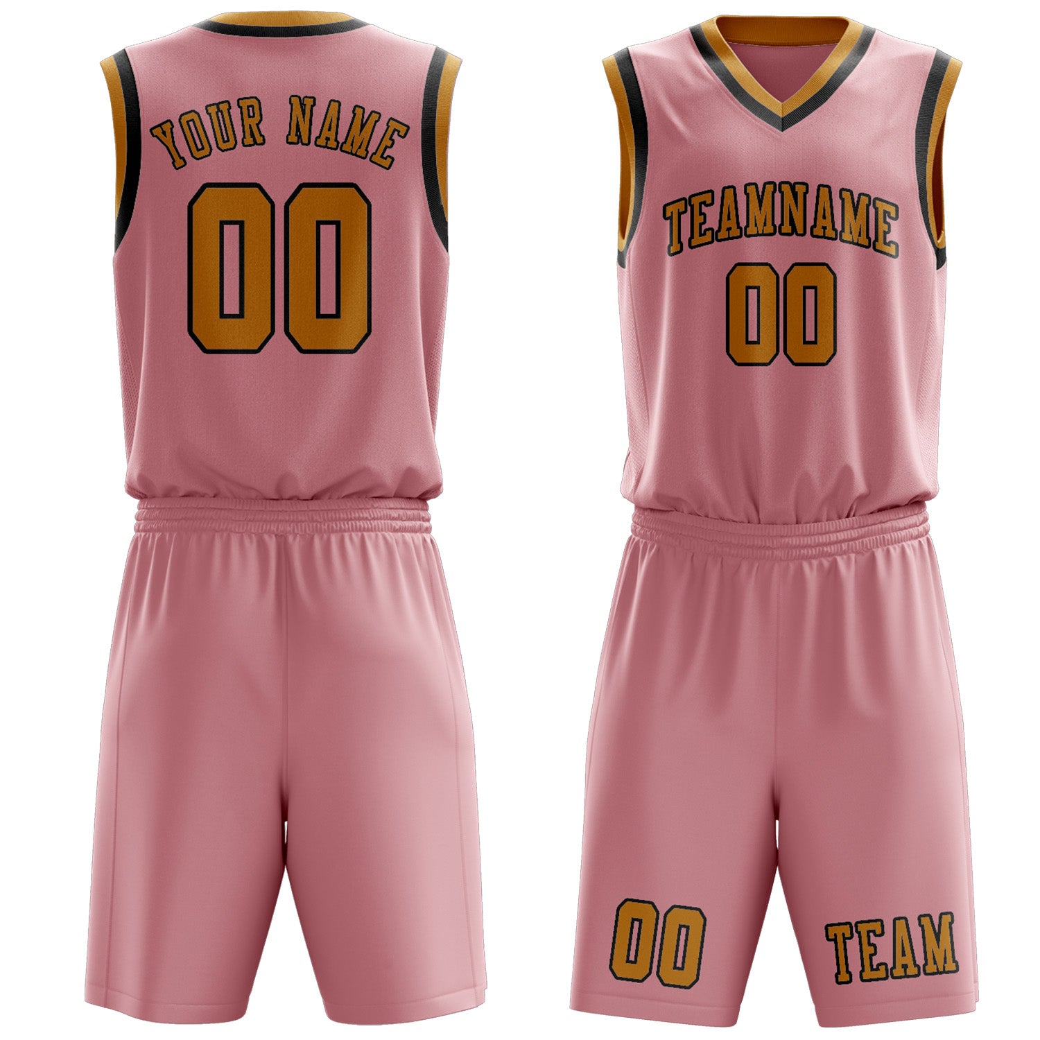 Benutzerdefiniertes Professionelles Rosa Gelb Basketballtrikot-Set