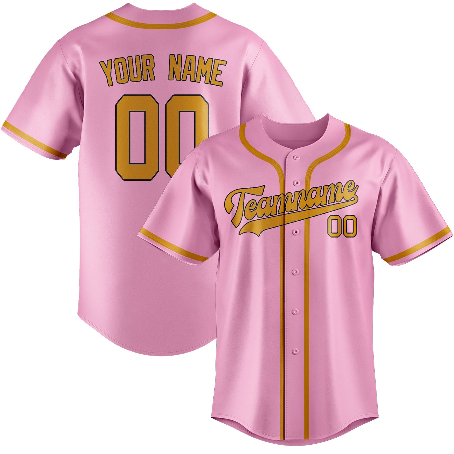 Benutzerdefiniertes Professionelles Rosa Gelb Baseballtrikot