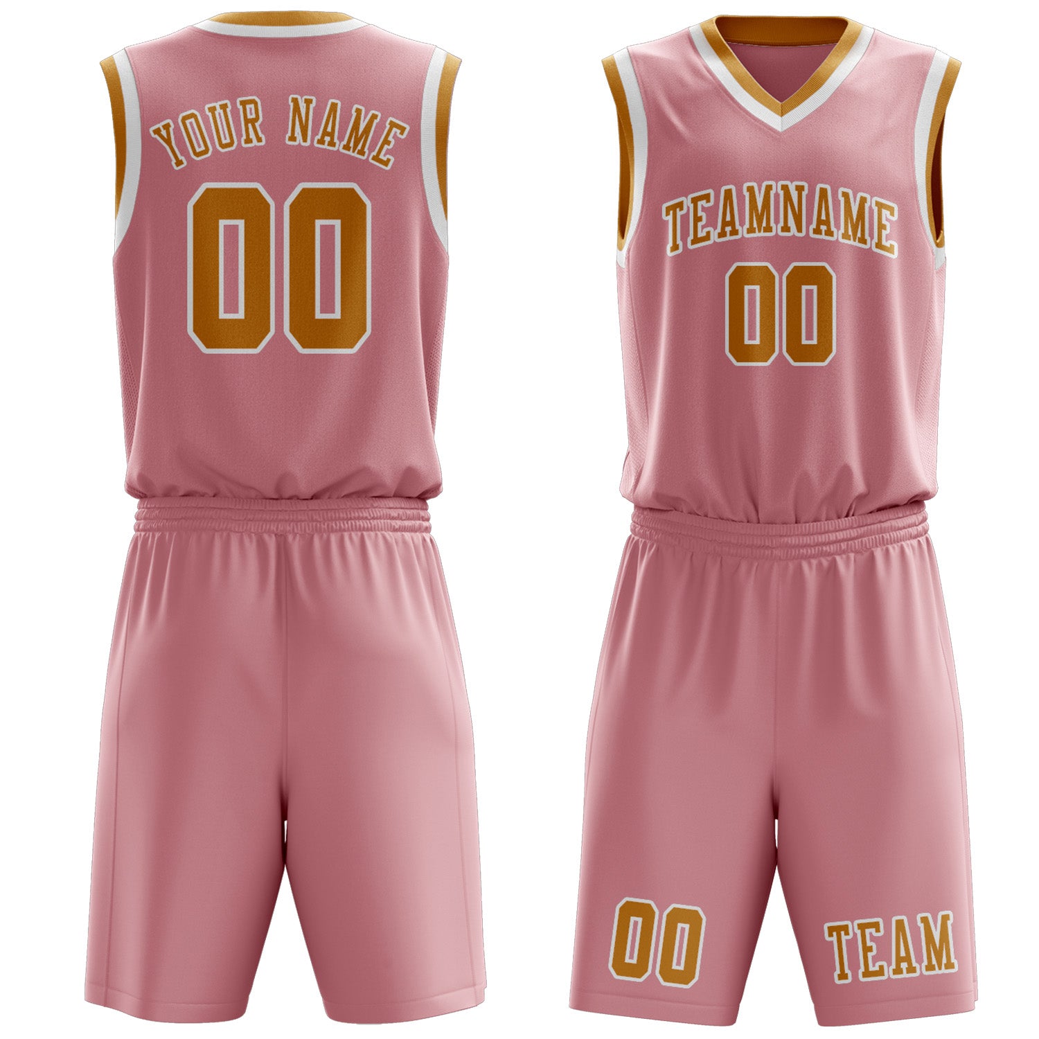 Benutzerdefiniertes Professionelles Rosa Gelb Basketballtrikot-Set