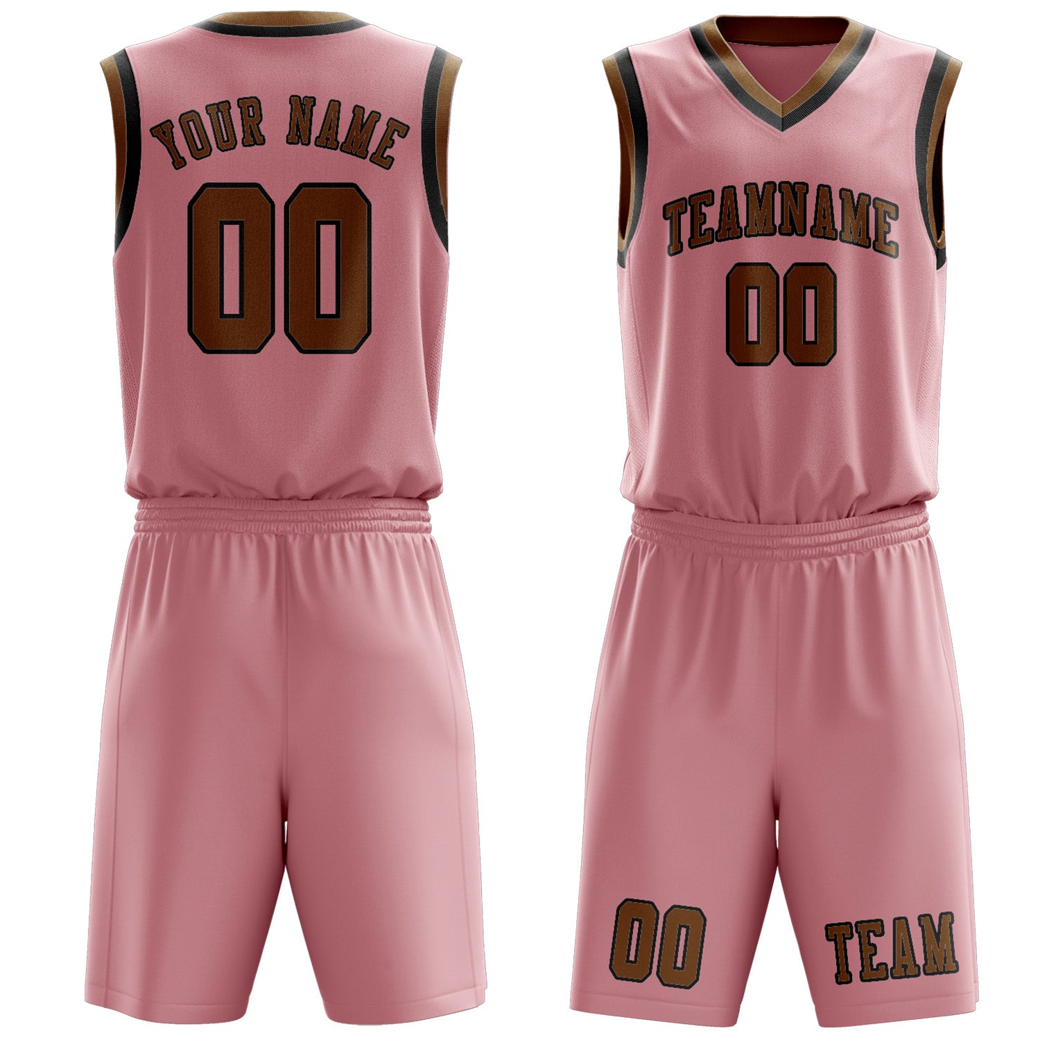 Benutzerdefiniertes Professionelles Rosa Khaki Basketballtrikot-Set
