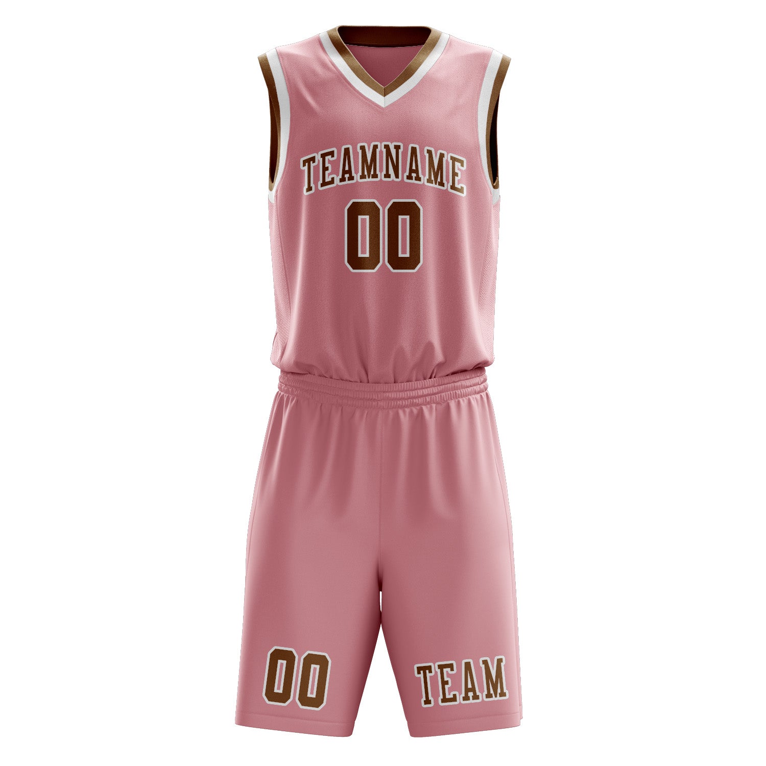 Benutzerdefiniertes Professionelles Rosa Khaki Basketballtrikot-Set