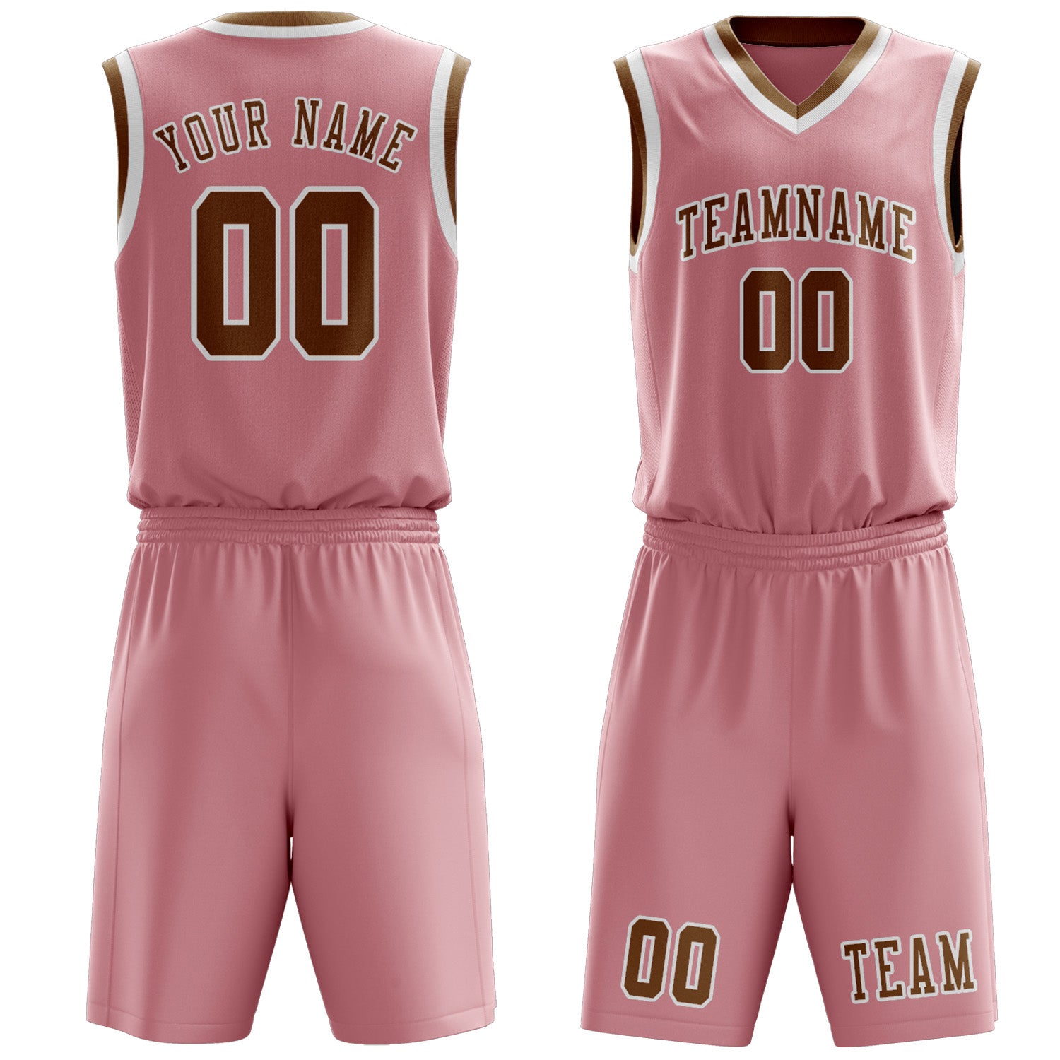 Benutzerdefiniertes Professionelles Rosa Khaki Basketballtrikot-Set