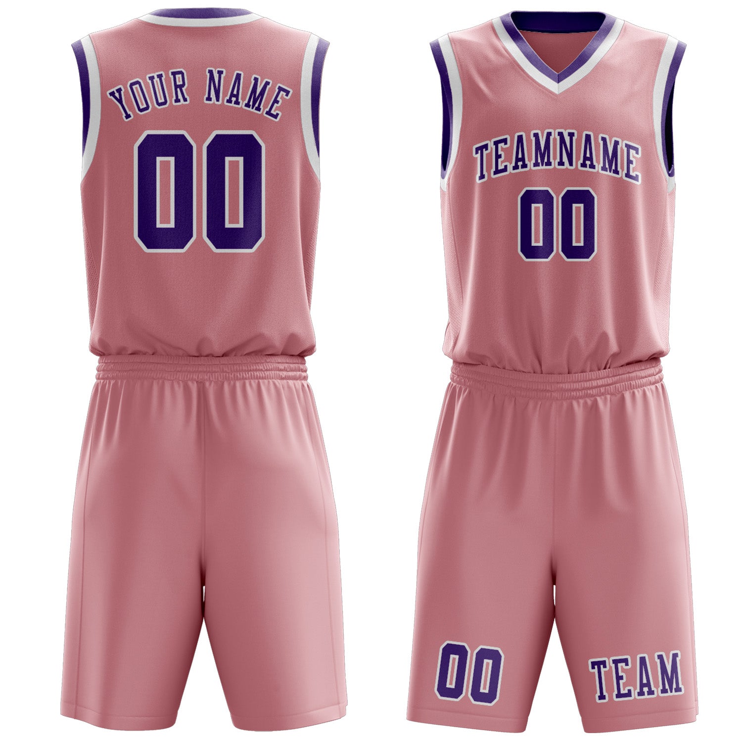 Benutzerdefiniertes Professionelles Rosa Lavendel Basketballtrikot-Set