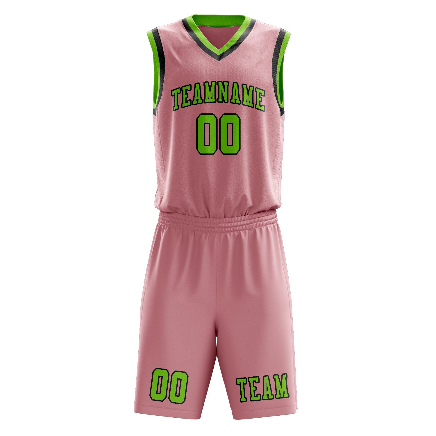 Benutzerdefiniertes Professionelles Rosa Smaragdgrün Basketballtrikot-Set