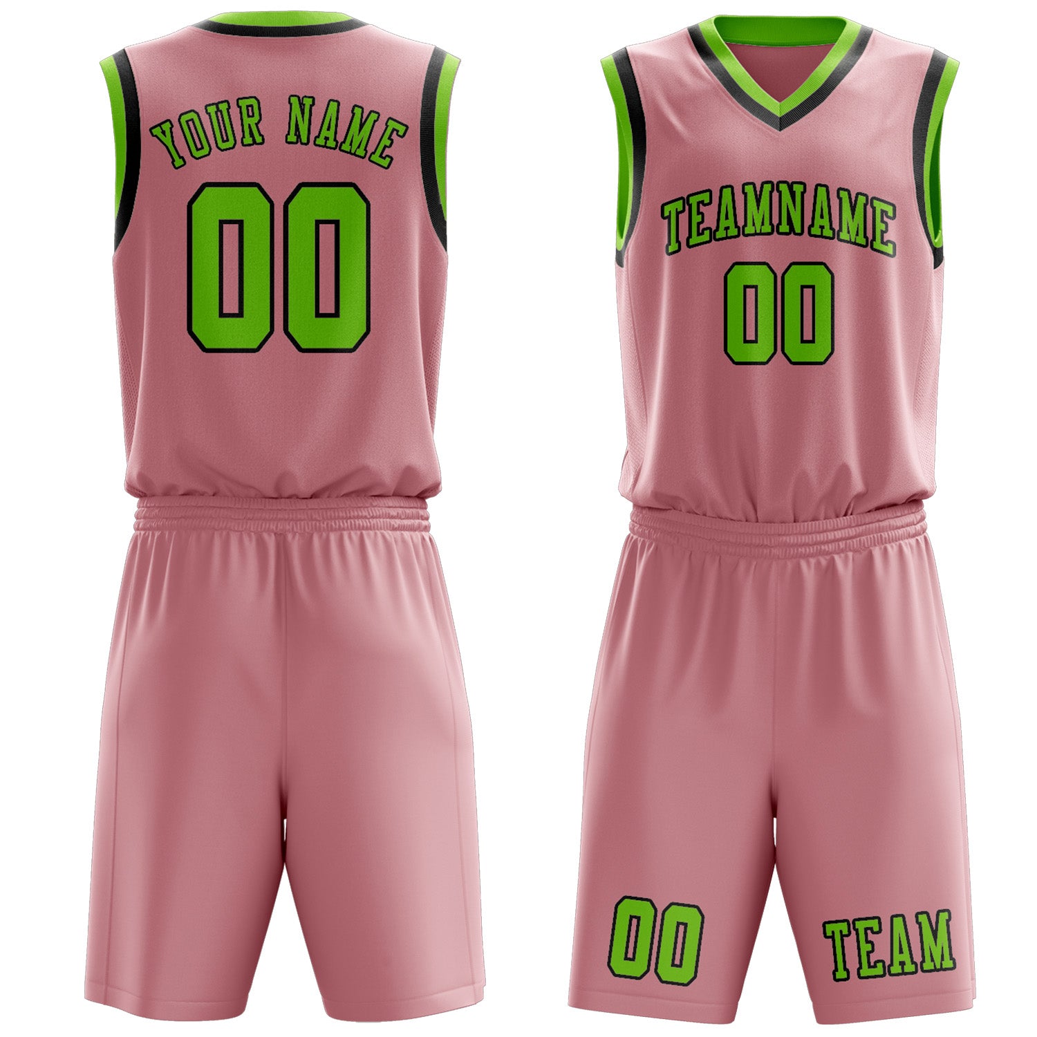 Benutzerdefiniertes Professionelles Rosa Smaragdgrün Basketballtrikot-Set