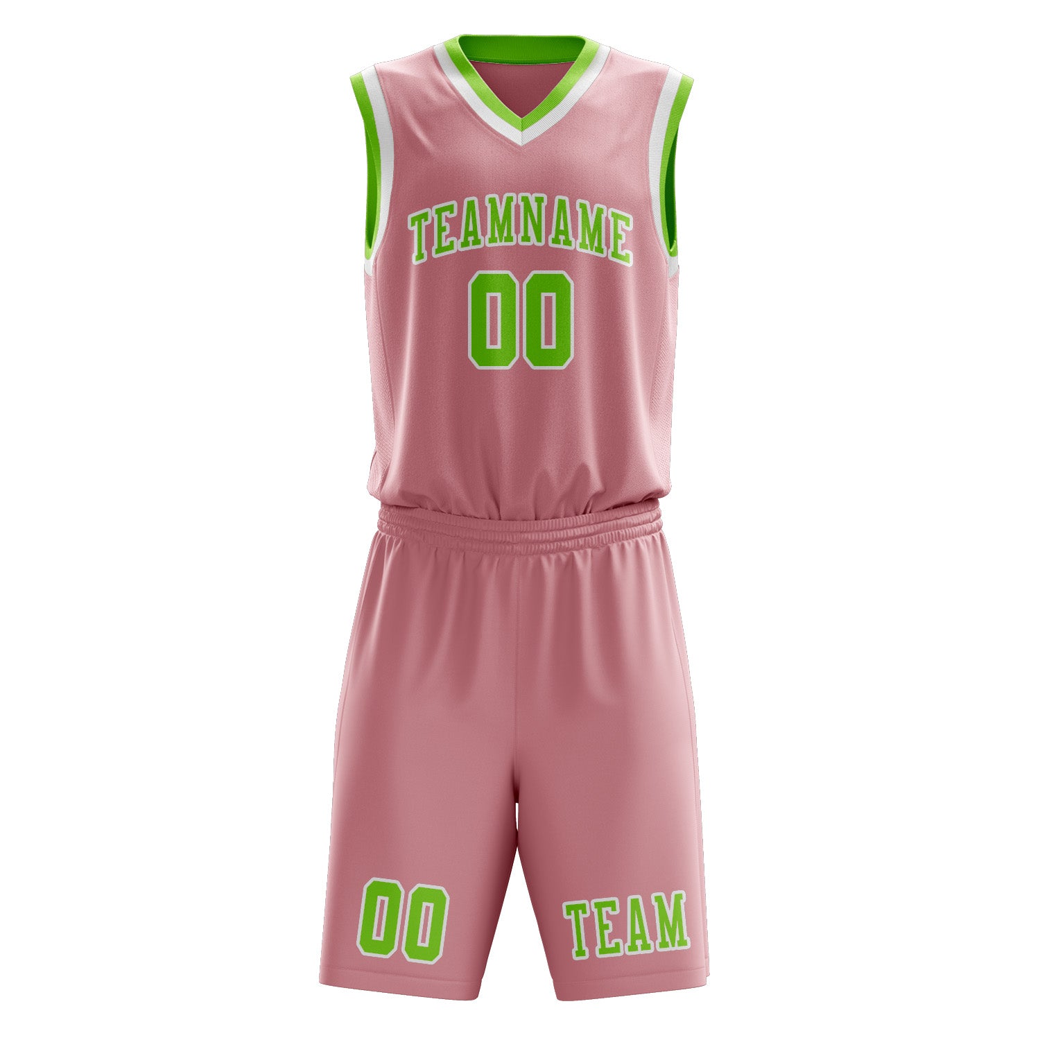 Benutzerdefiniertes Professionelles Rosa Smaragdgrün Basketballtrikot-Set